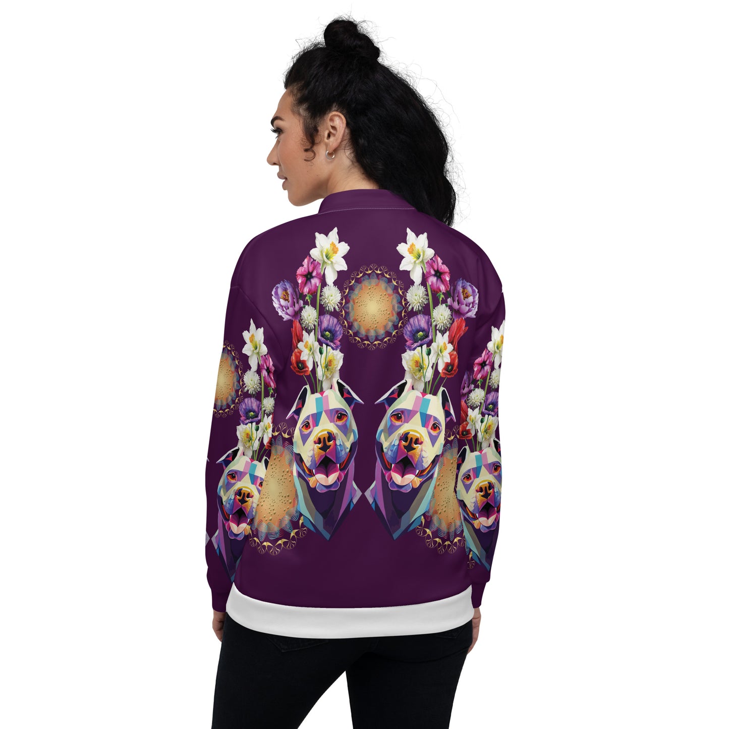 Unisex Bomber Jacket Kukloso Melange de fleur w/Dog No 3 - Free Shipping