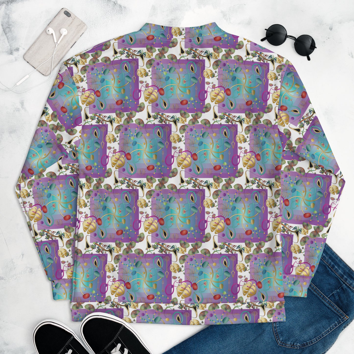 Unisex Bomber Jacket Kukloso Kuklos No 4358 Pattern Small - Free Shipping