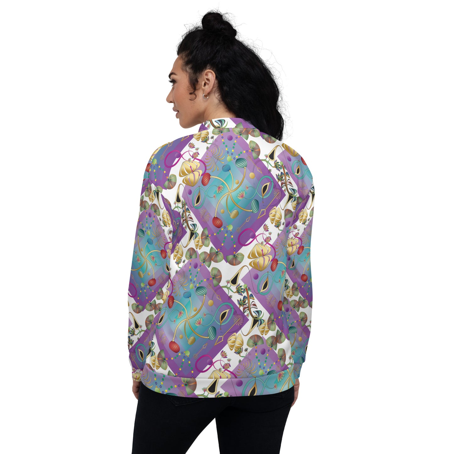 Unisex Bomber Jacket Kukloso Kuklos No 4358 Pattern Medium- Free Shipping