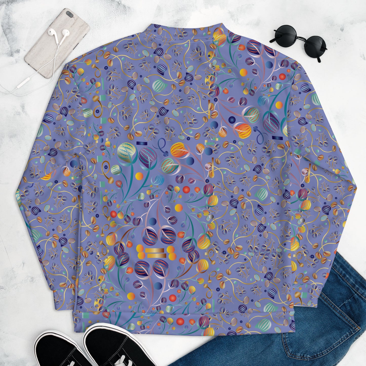 Unisex Bomber Jacket Kukloso No 4403-07 No 1 Pattern Collage - Free Shipping