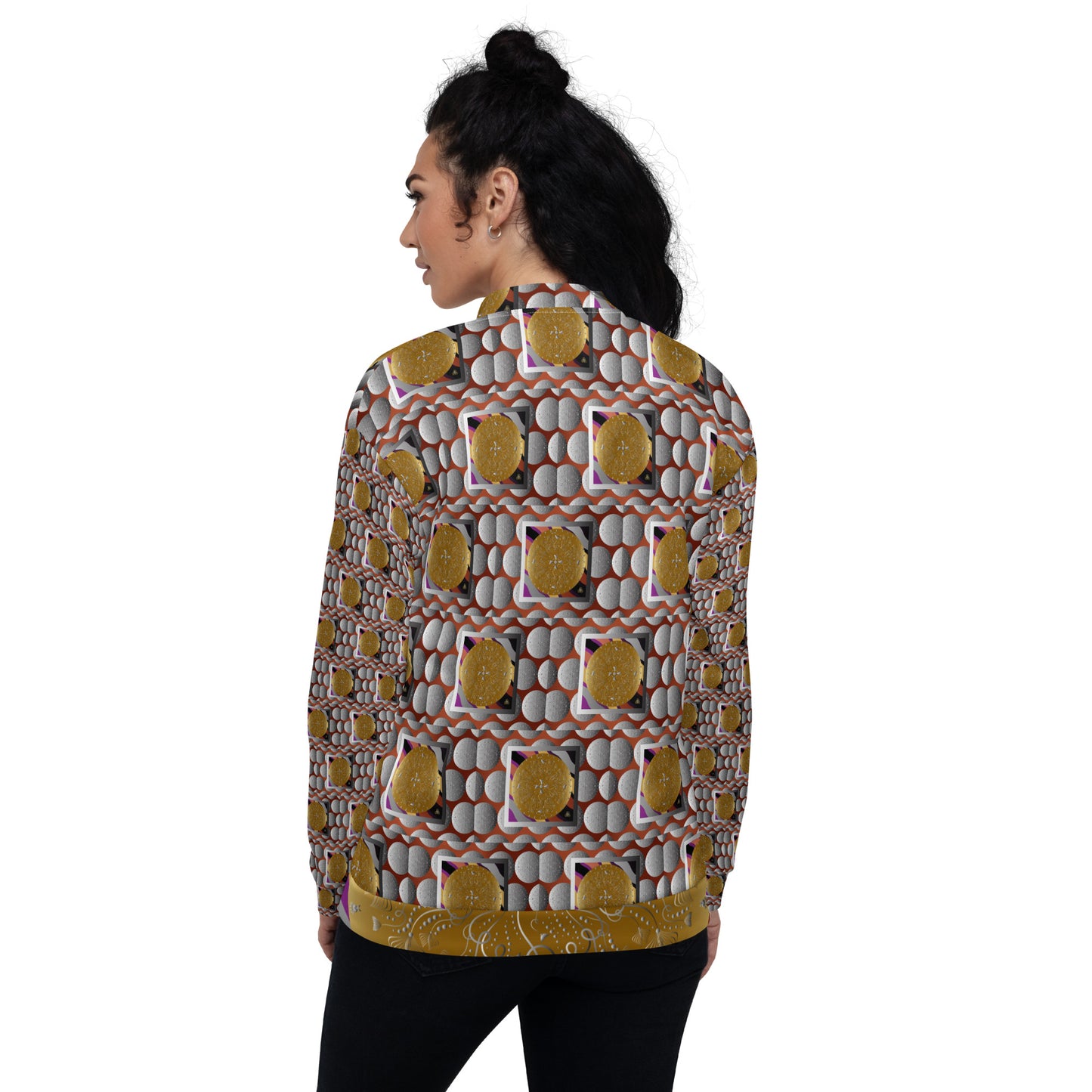 Unisex Bomber Jacket Kukloso Kuklos No 4387 Collage Pattern - Free Shipping