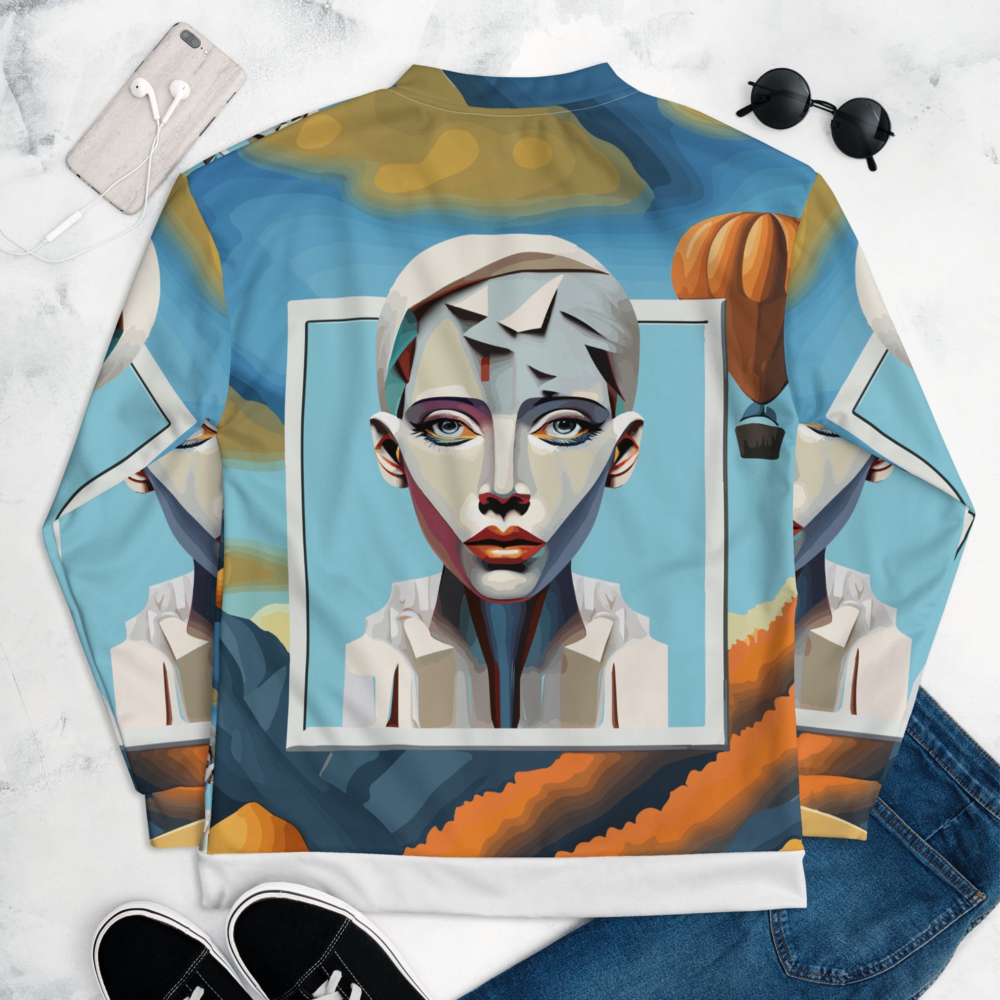 Unisex Bomber Jacket Jacket Kukloso Cubist Faces No 60 - Free Shipping