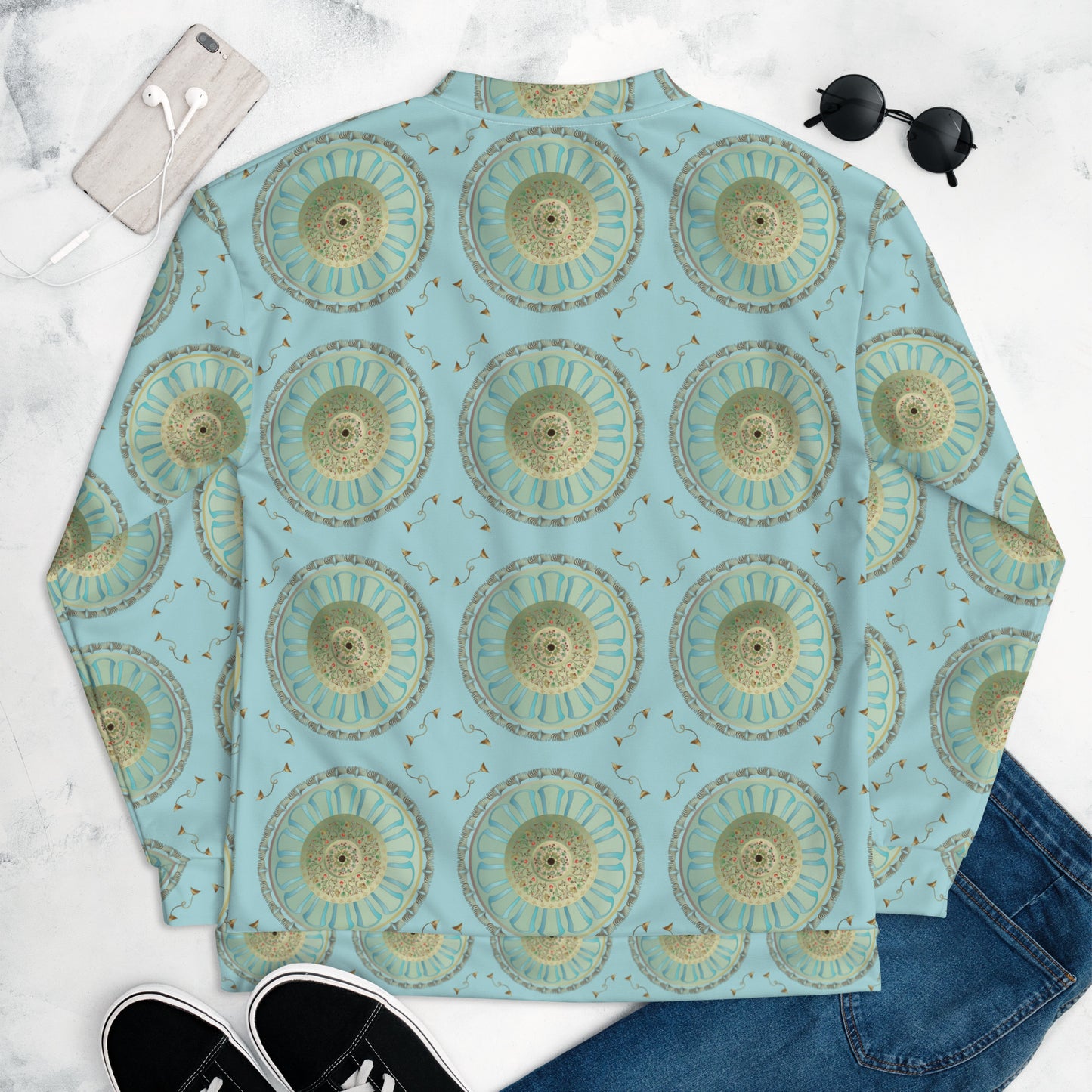 Unisex Bomber Jacket Kukloso Mandala Delicata - Free Shipping