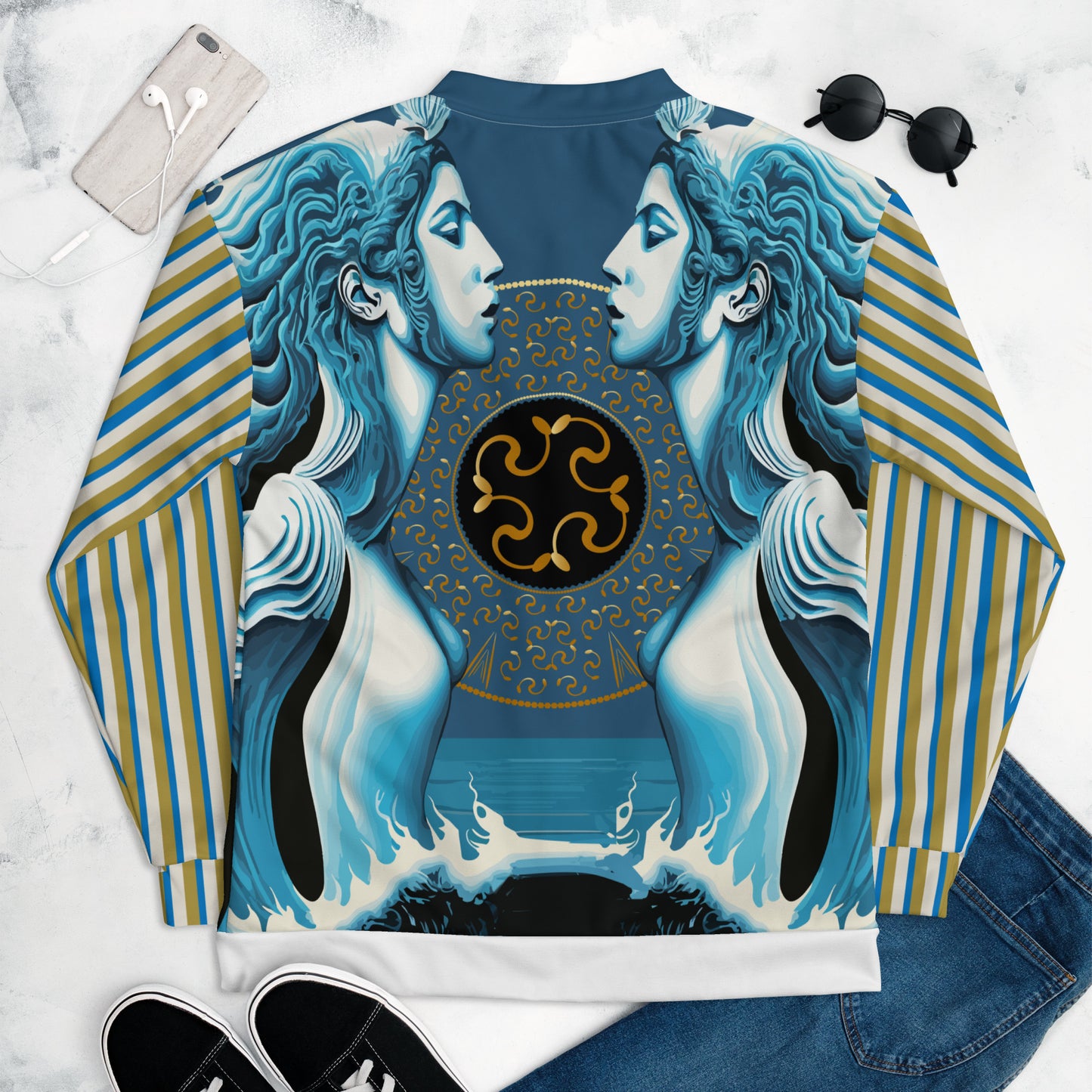 Unisex Bomber Jacket Kukloso Aqua Siren of The Sea No 2 B - Free Shipping