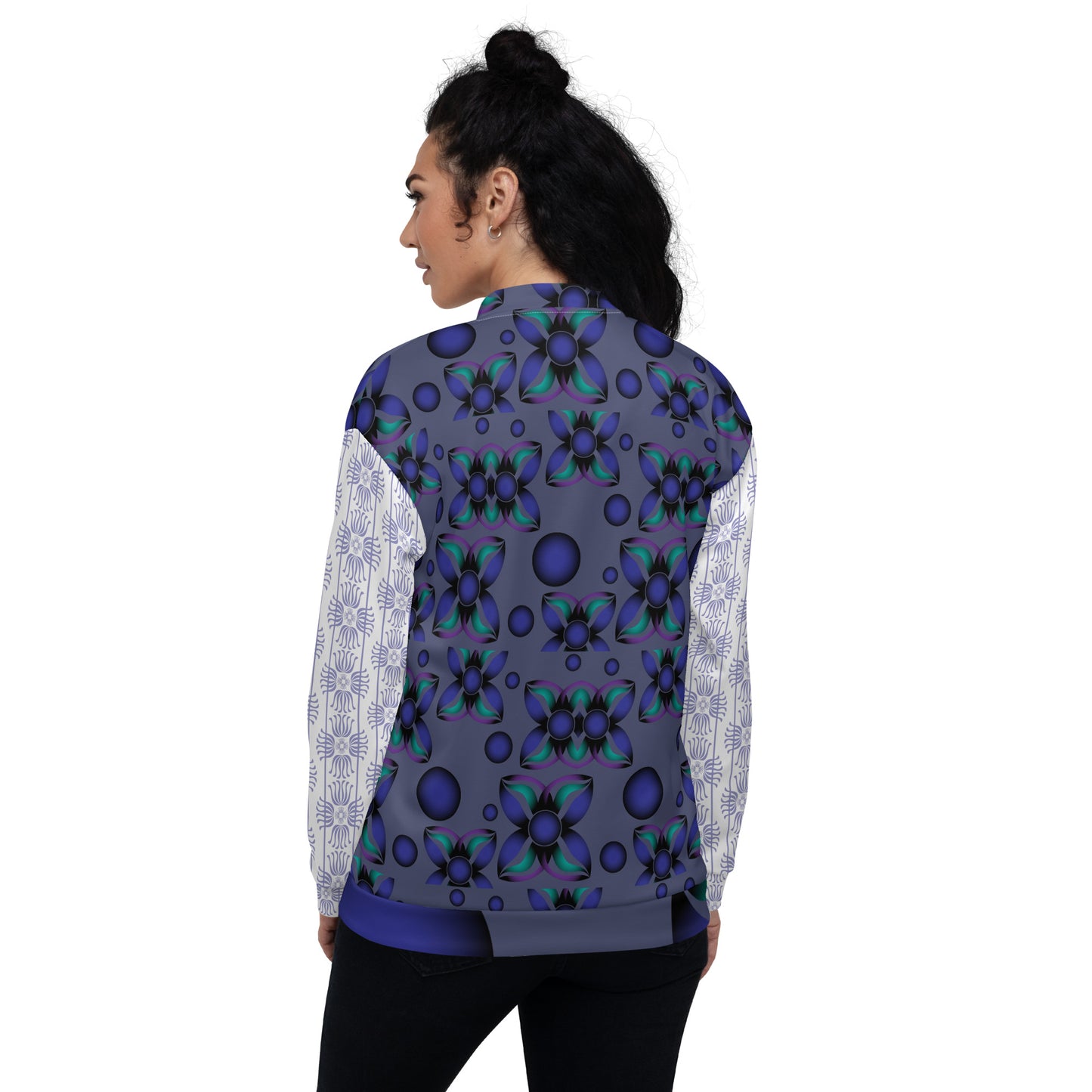 Unisex Bomber Jacket Kukloso Fleuron No 922 Collage Pattern - Free Shipping