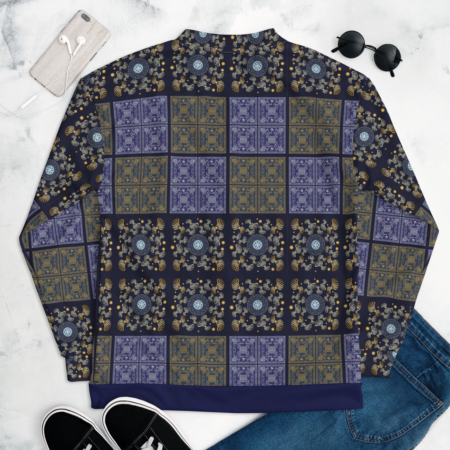 Unisex Bomber Jacket Kukloso Greek Border Carpe Diem No 50 No 6 - Free Shipping