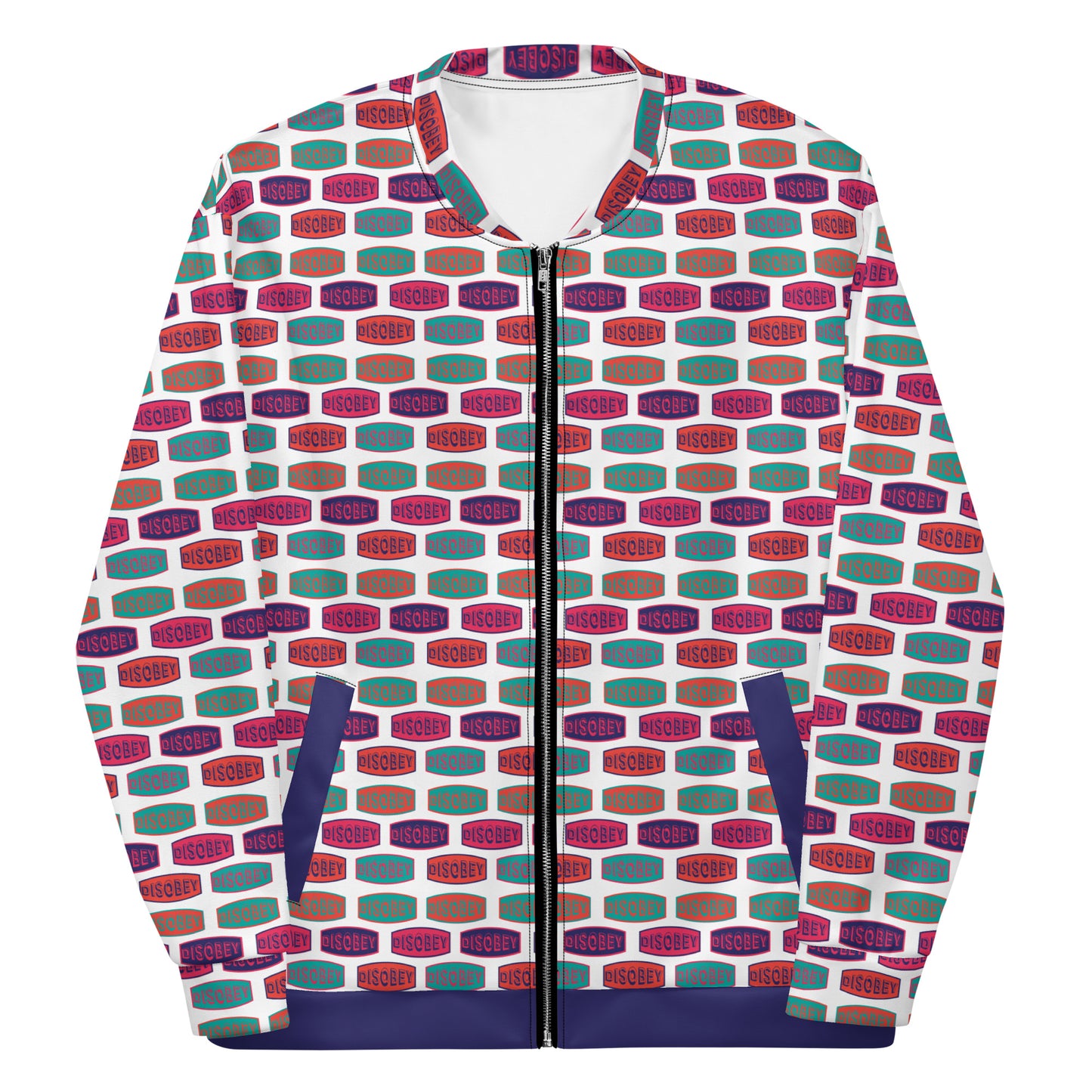 Unisex Bomber Jacket Kukloso Disobey Multicolor Logo - Free Shipping