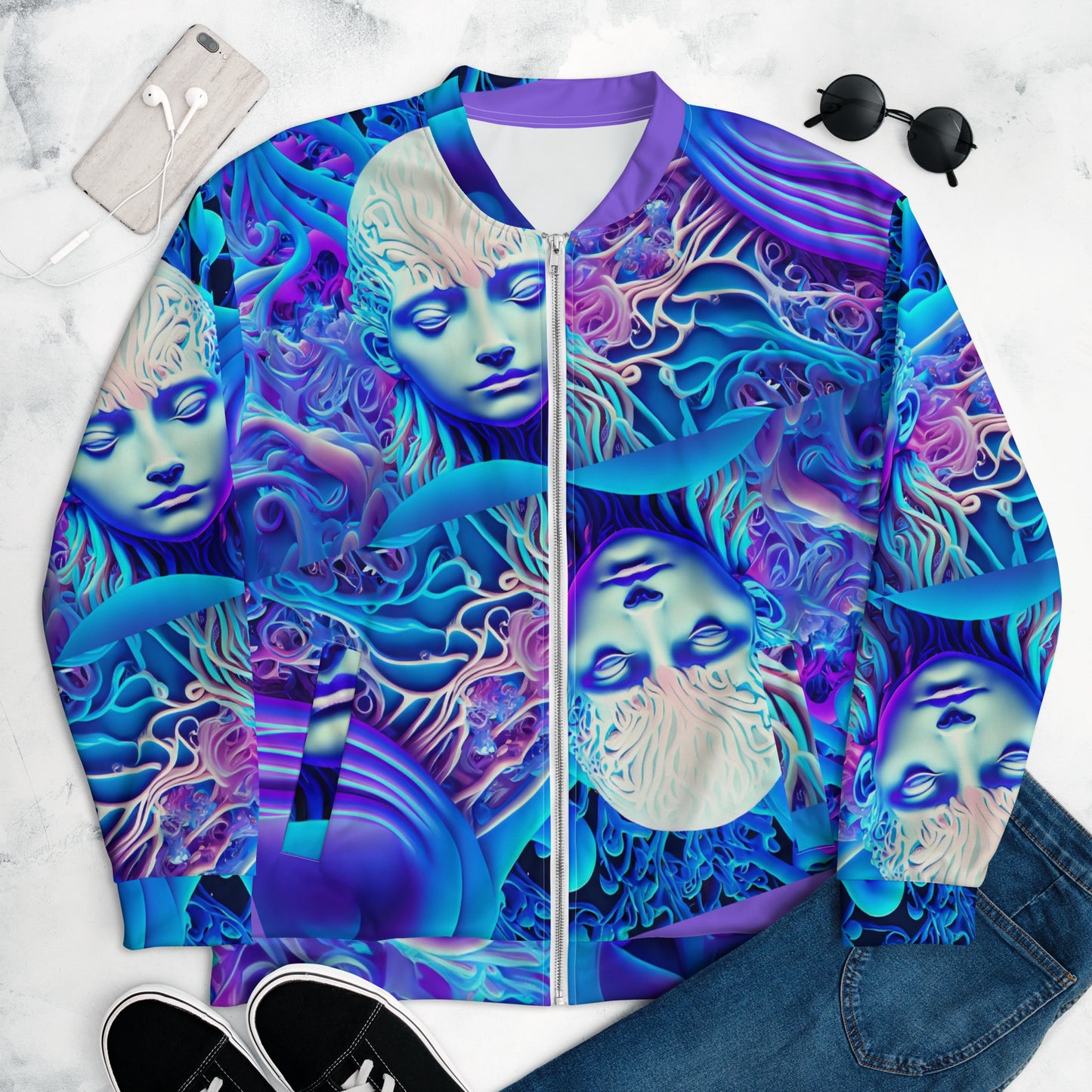 Unisex Bomber Jacket Kukloso Space Faces Love is Everywhere No 1 A Free Shiping