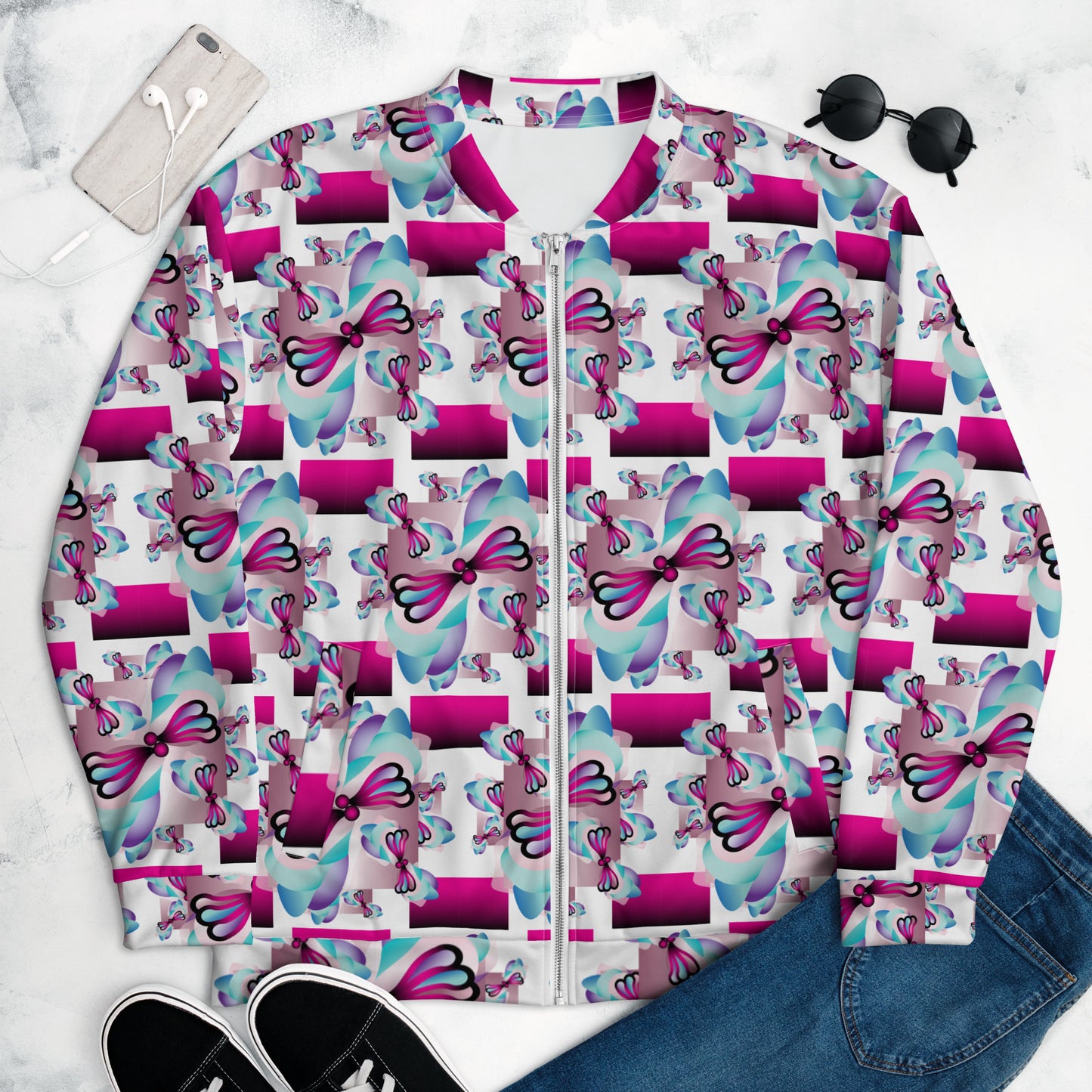 Unisex Bomber Jacket Kukloso Whimsical No 32 A Free Shipping