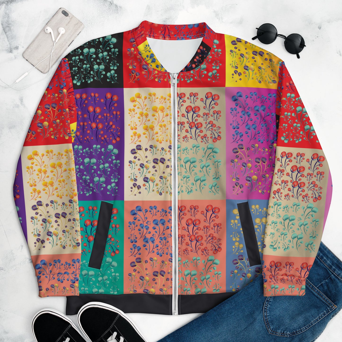 Unisex Bomber Jacket Kukloso Melange de fleur Composite No 50 A Free Shipping