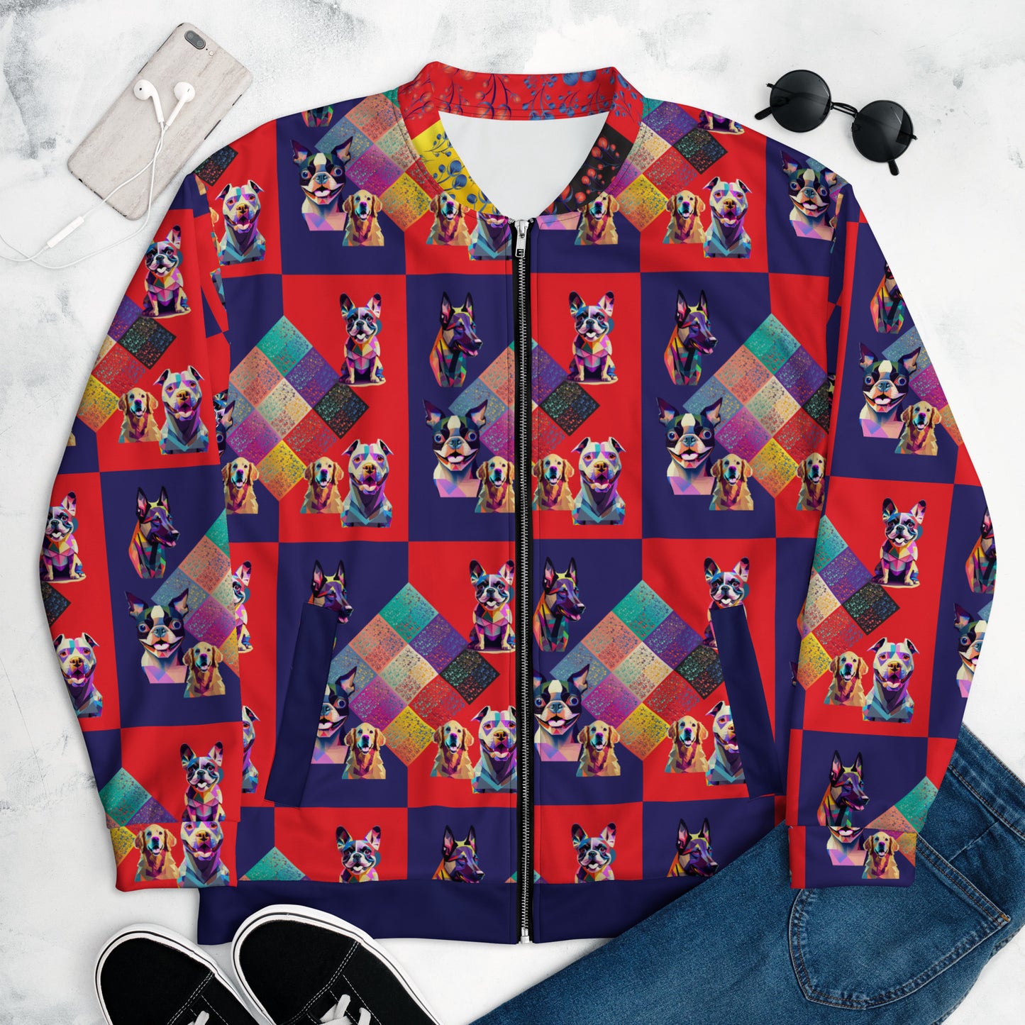 Unisex Bomber Jacket Kukloso Melange de fleur Composite No 50 F Free Shipping