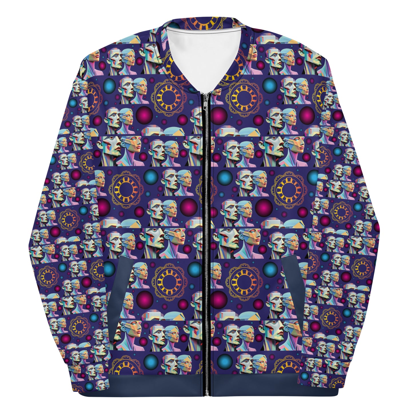 Unisex Bomber Jacket Kukloso Cubist Couple No 1 B - Free Shipping
