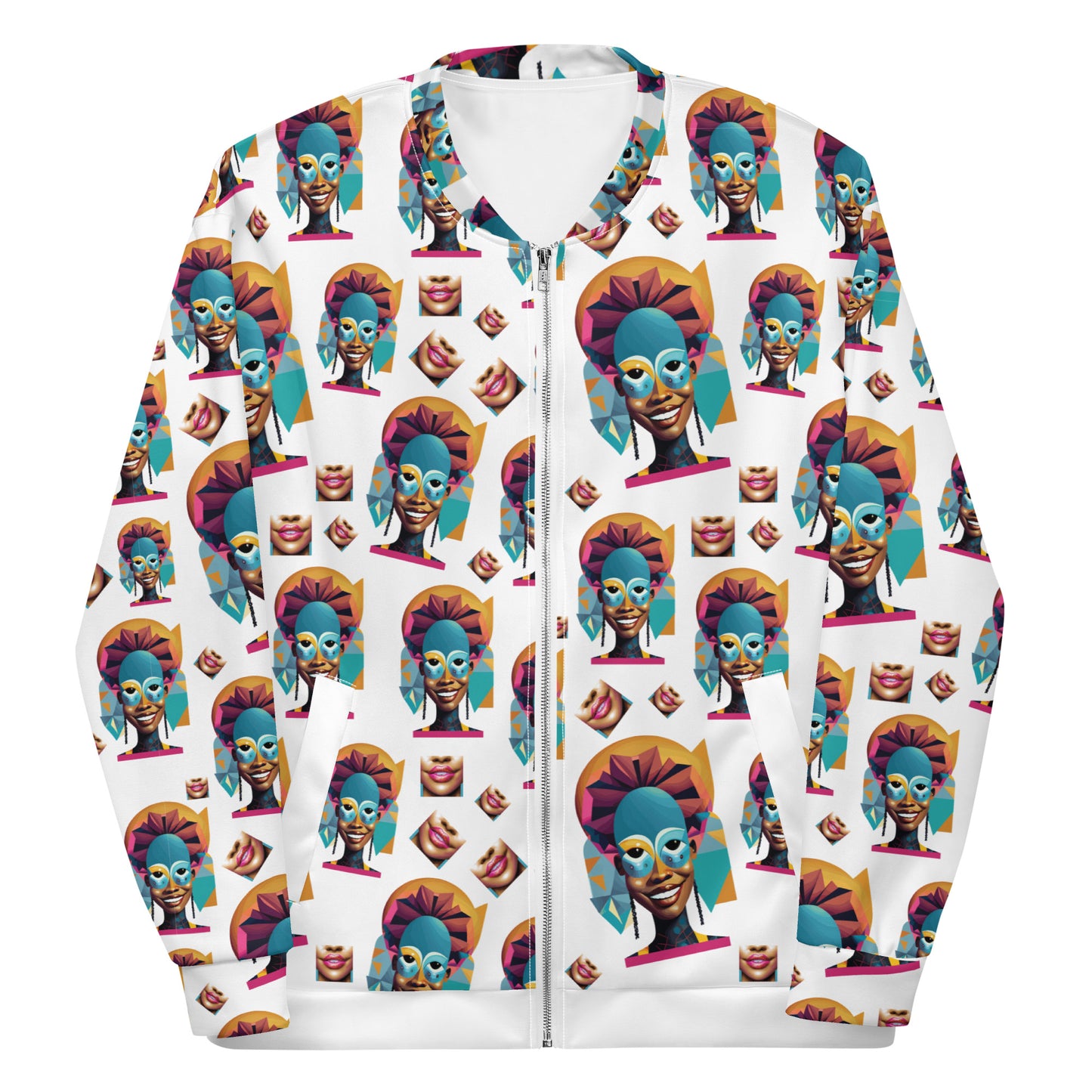 Unisex Bomber Jacket Kuklooso Smiling Faces No 1 - Free Shipping