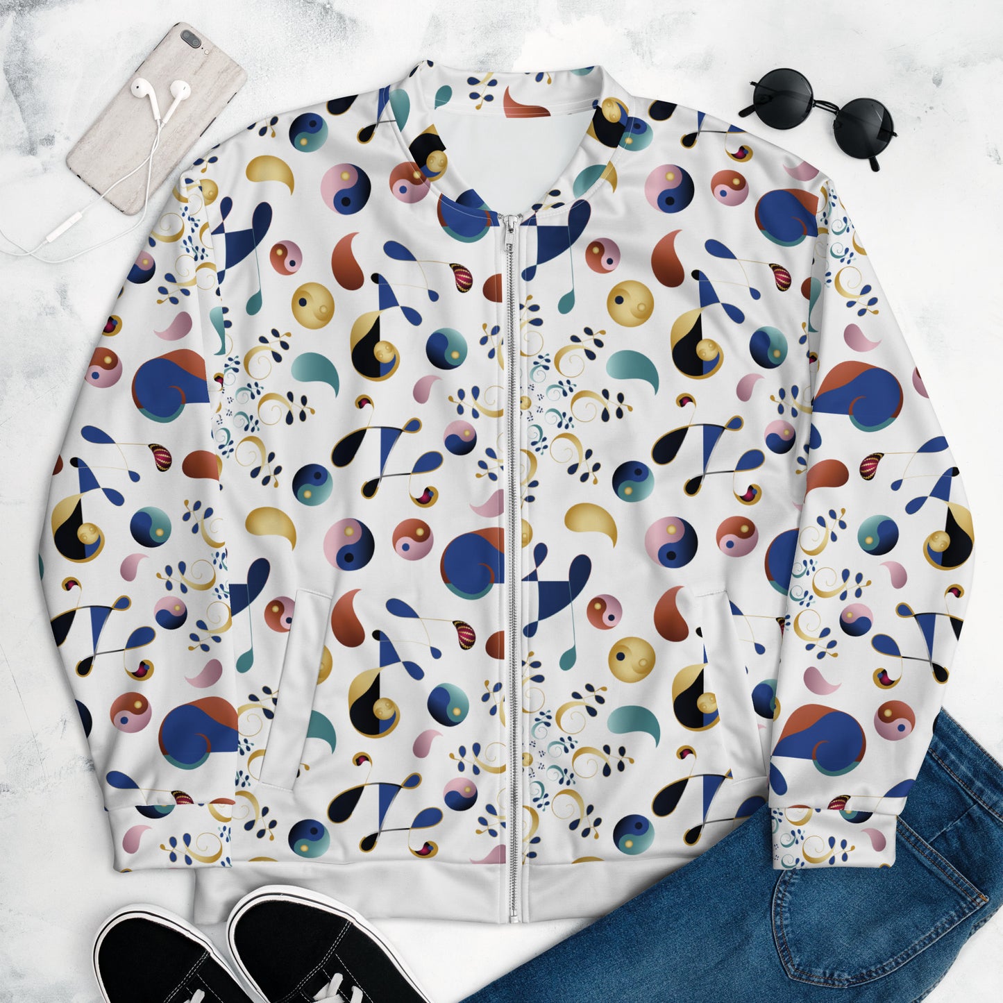Unisex Bomber Jacket Kukloso Melange de fleuron No 1 - Free Shipping
