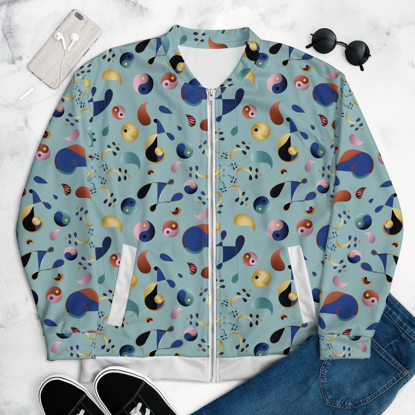 Unisex Bomber Jacket Kukloso Melange de fleuron No 2 - Free Shipping