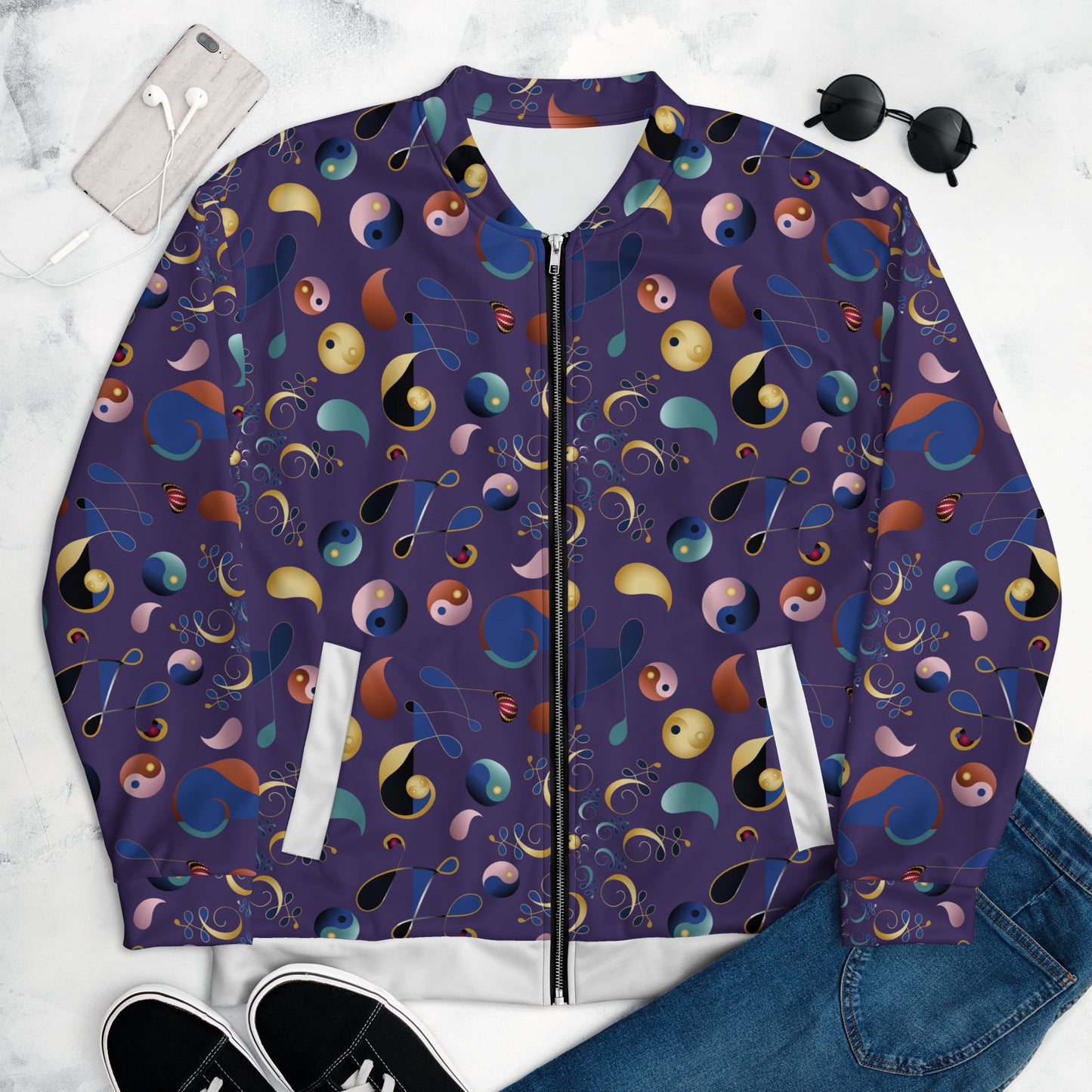 Unisex Bomber Jacket Kukloso Melange de fleuron No 4 - Free Shipping