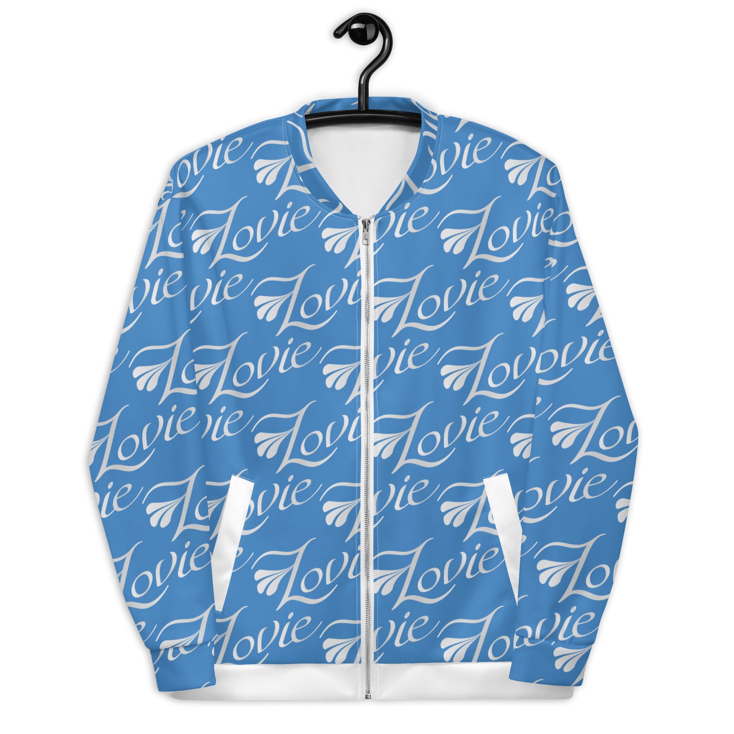 Unisex Bomber Jacket Kukloso 'Lovie' Collage No 2 lg Blue lrg pattern - Free Shipping