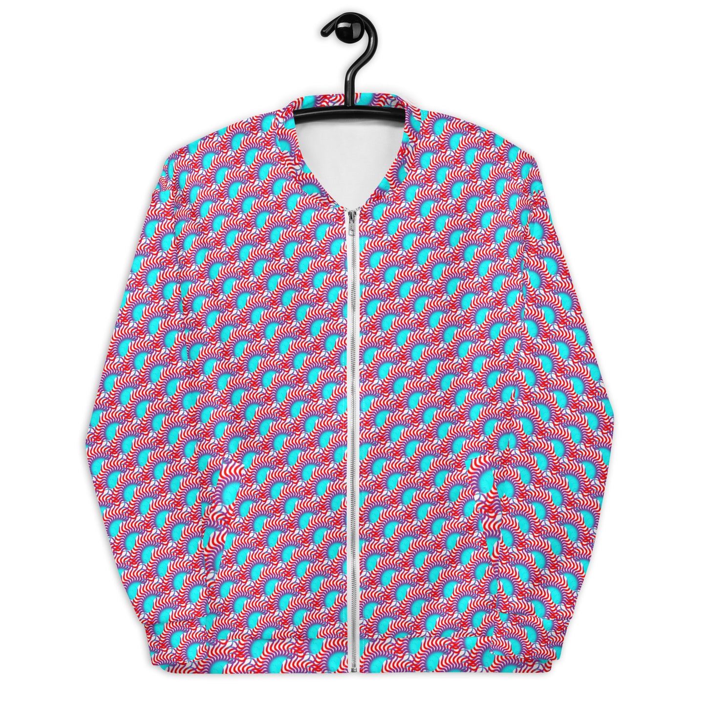 Unisex Bomber Jacket Kukloso Turquoise/Red Maze - Free Shipping