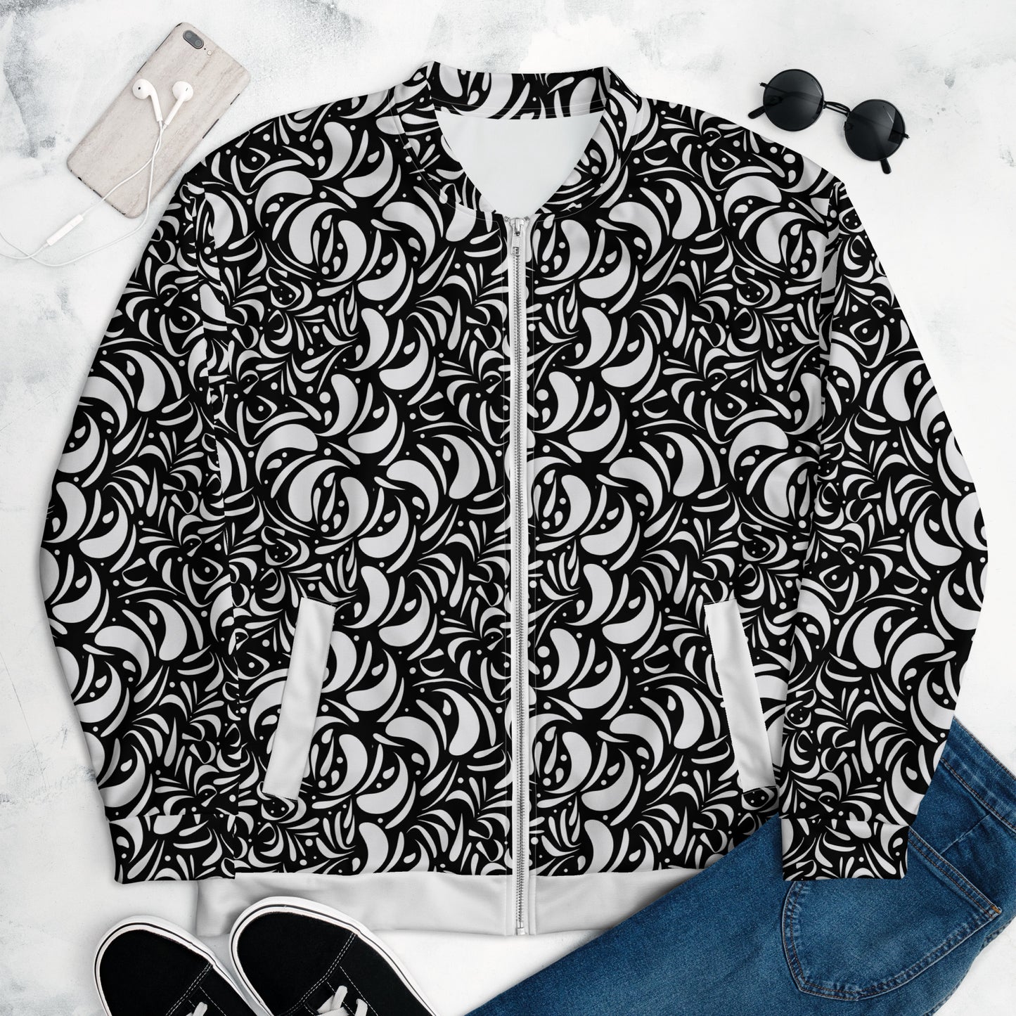 Unisex Bomber Jacket Kukloso Panopoly de fleuron No 9 - Free Shipping