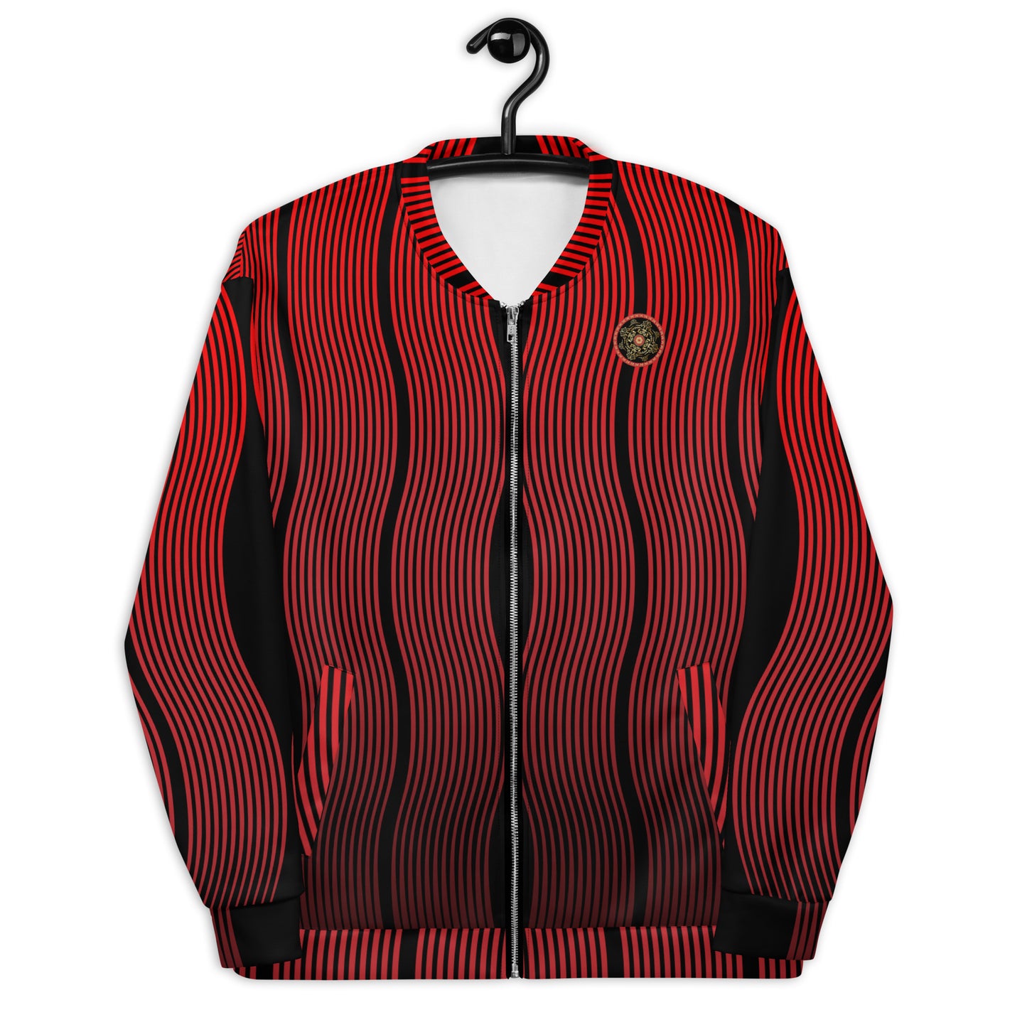 Unisex Bomber Jacket Kukloso Red Stripes No 1 - Free Shipping