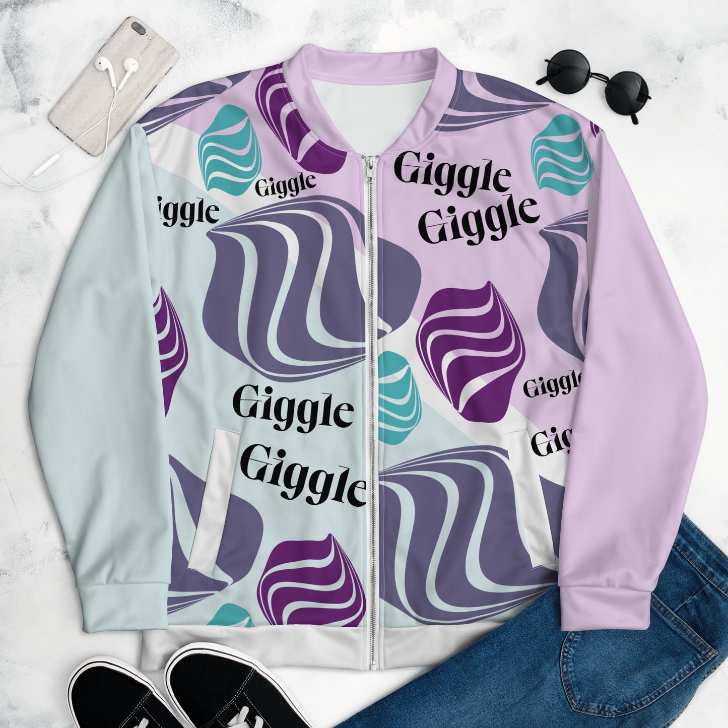 Unisex Bomber Jacket Kukloso Giggle Graphic No 1 - Free Shipping