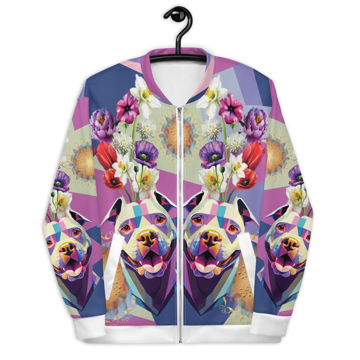 Unisex Bomber Jacket Kukloso Melange de fleur w/Dog No 1 - Free Shipping