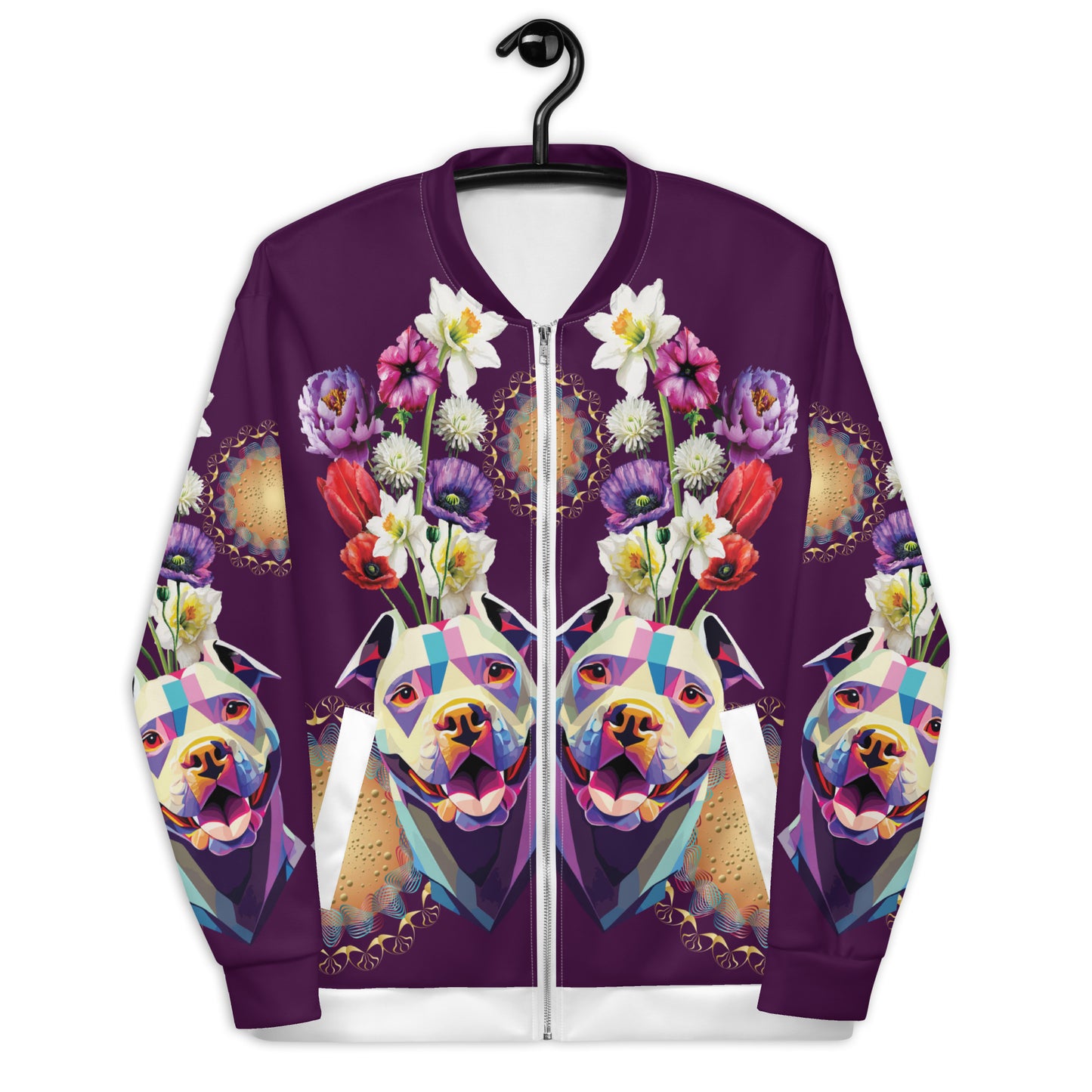 Unisex Bomber Jacket Kukloso Melange de fleur w/Dog No 3 - Free Shipping