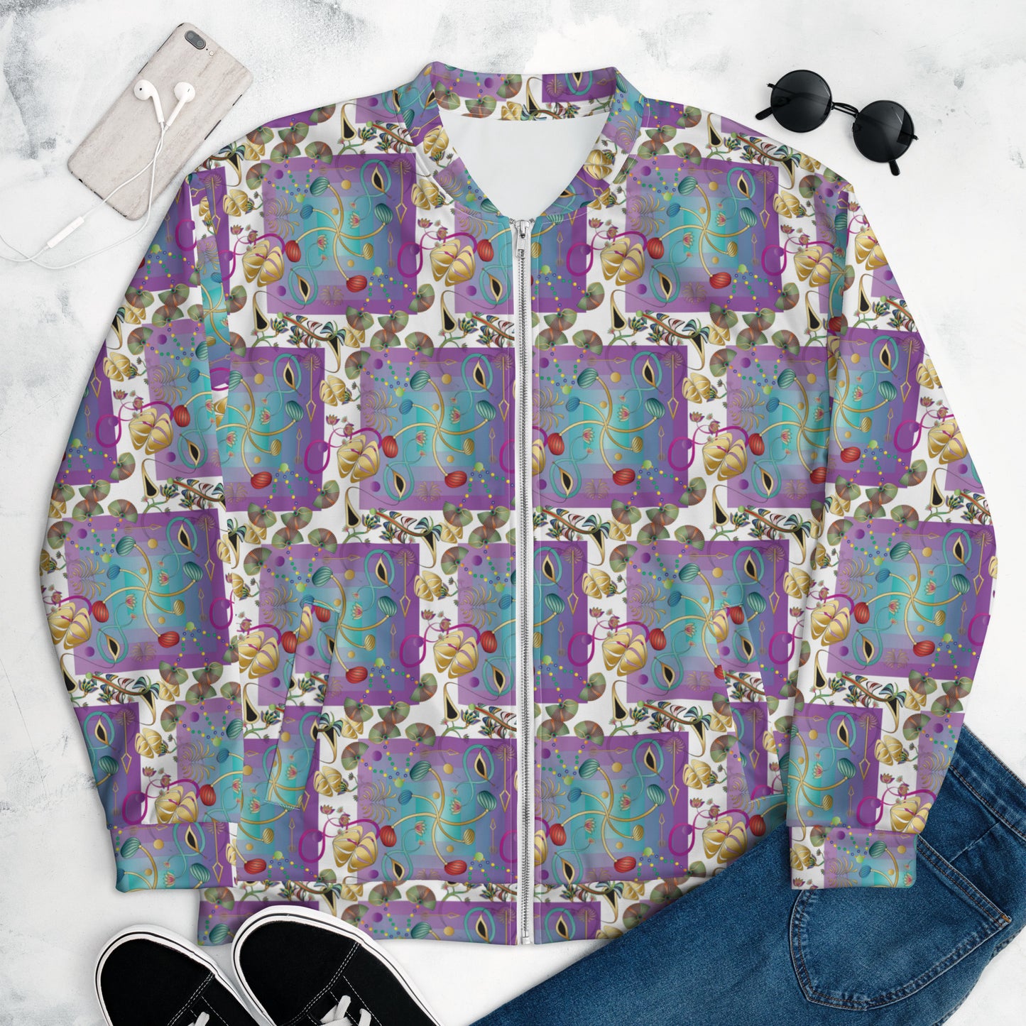 Unisex Bomber Jacket Kukloso Kuklos No 4358 Pattern Small - Free Shipping