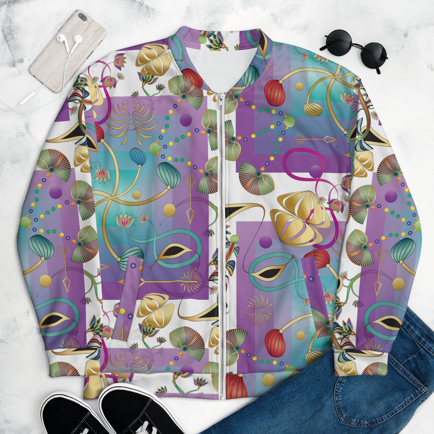 Unisex Bomber Jacket Kukloso Kuklos No 4358 Pattern Large - Free Shipping