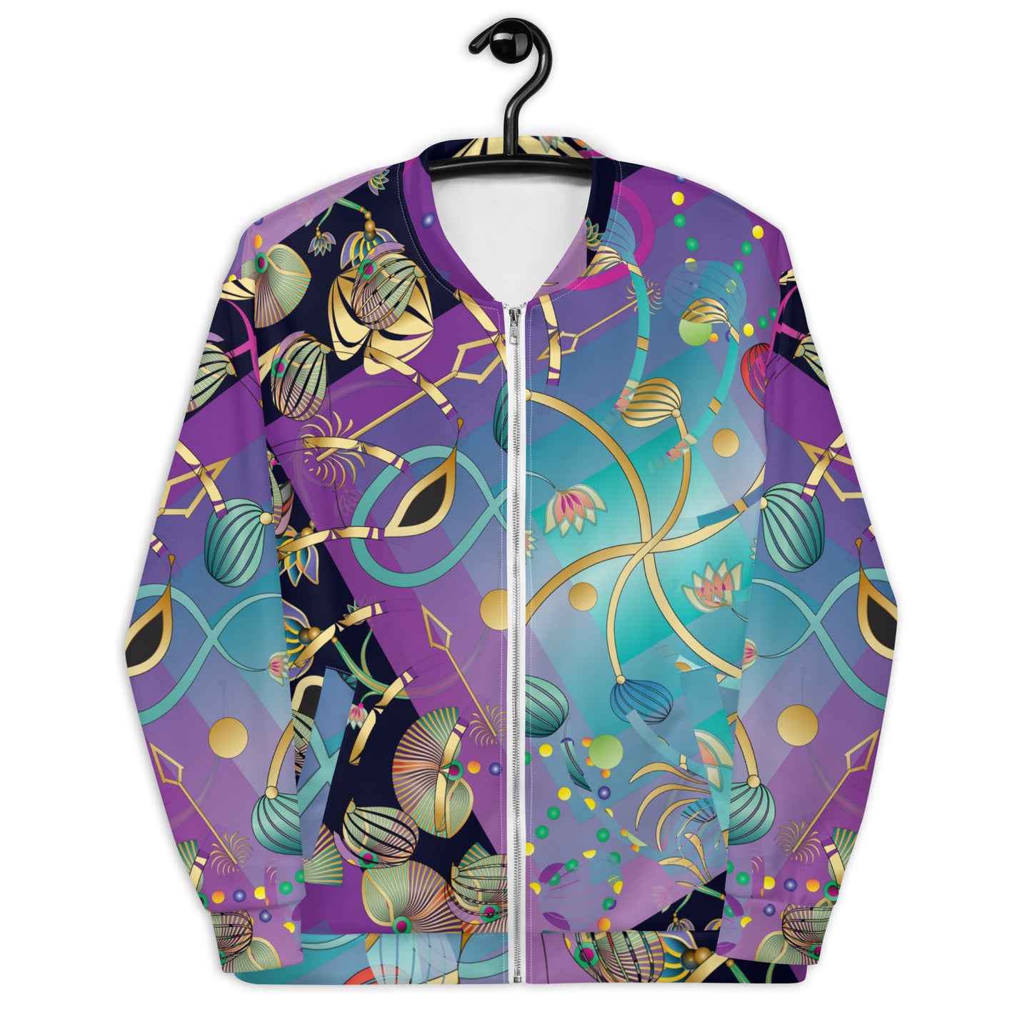Unisex Bomber Jacket Kukloso Kuklos No 4358 Pattern Black - Free Shipping