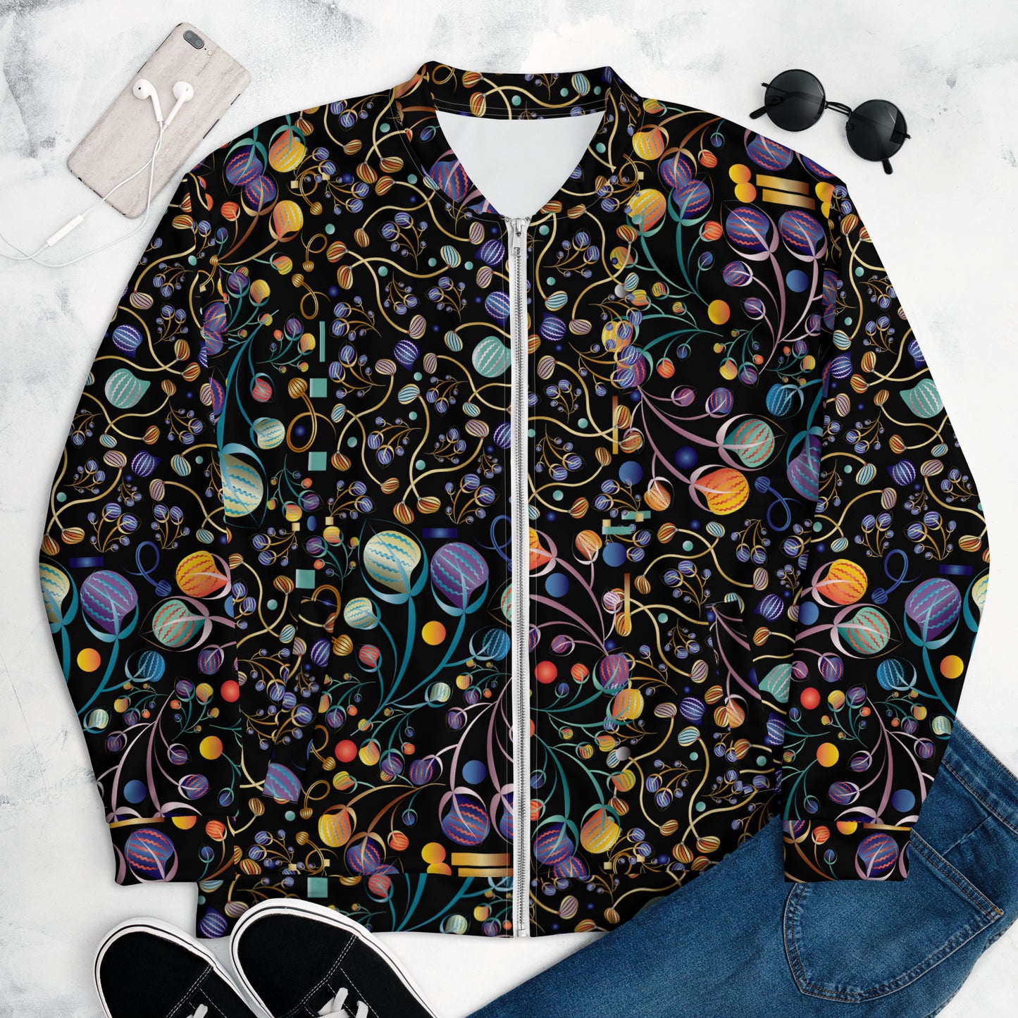 Unisex Bomber Jacket Kukloso No 4403-07 No 2 Pattern Collage - Free Shipping