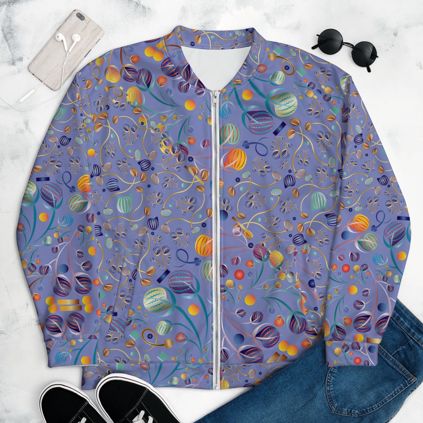Unisex Bomber Jacket Kukloso No 4403-07 No 1 Pattern Collage - Free Shipping