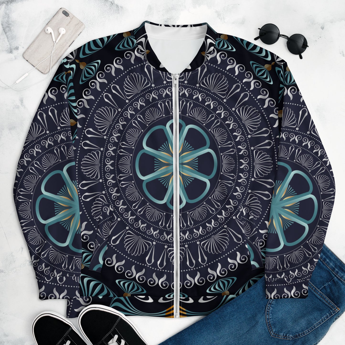 Unisex Bomber Jacket Kukloso Kuklos Mandala No 4420 - Free Shipping