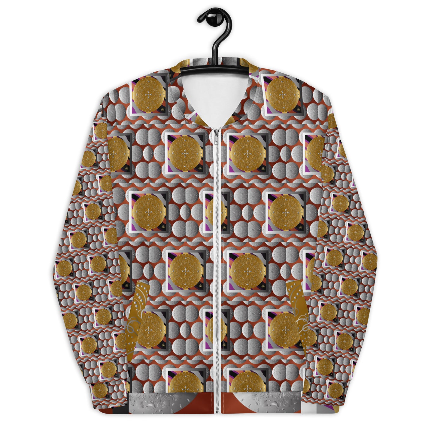 Unisex Bomber Jacket Kukloso Kuklos No 4387 Collage Pattern - Free Shipping