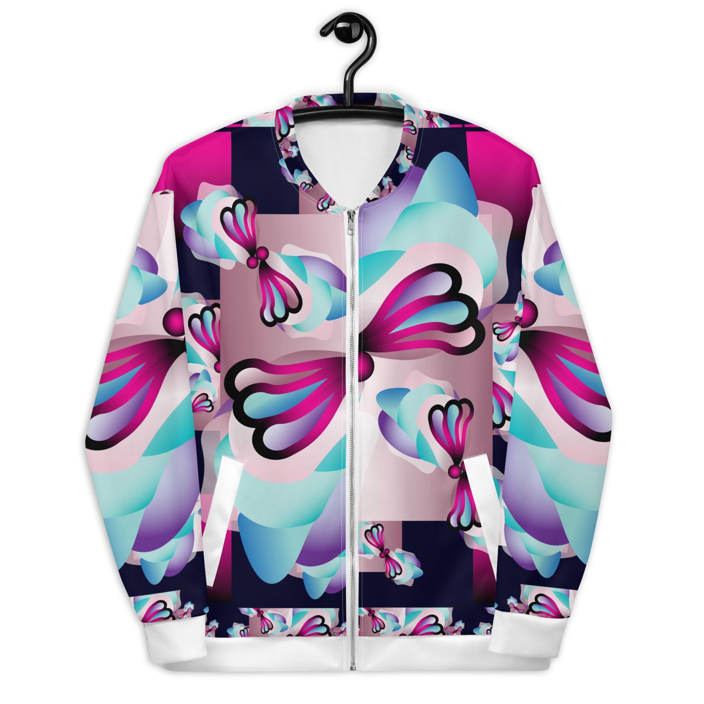 Unisex Bomber Jacket Kukloso Kuklos No 4417 Collage Pattern - Free Shipping