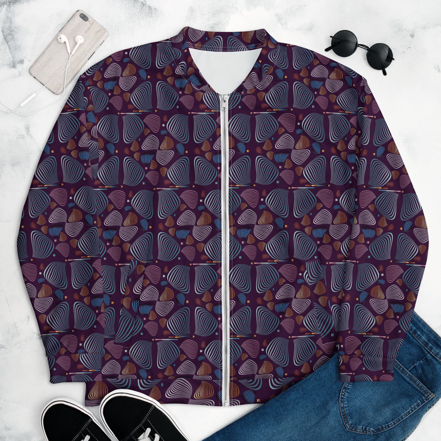 Unisex Bomber Jacket Kukloso Fleuron No 78 A - Free Shipping