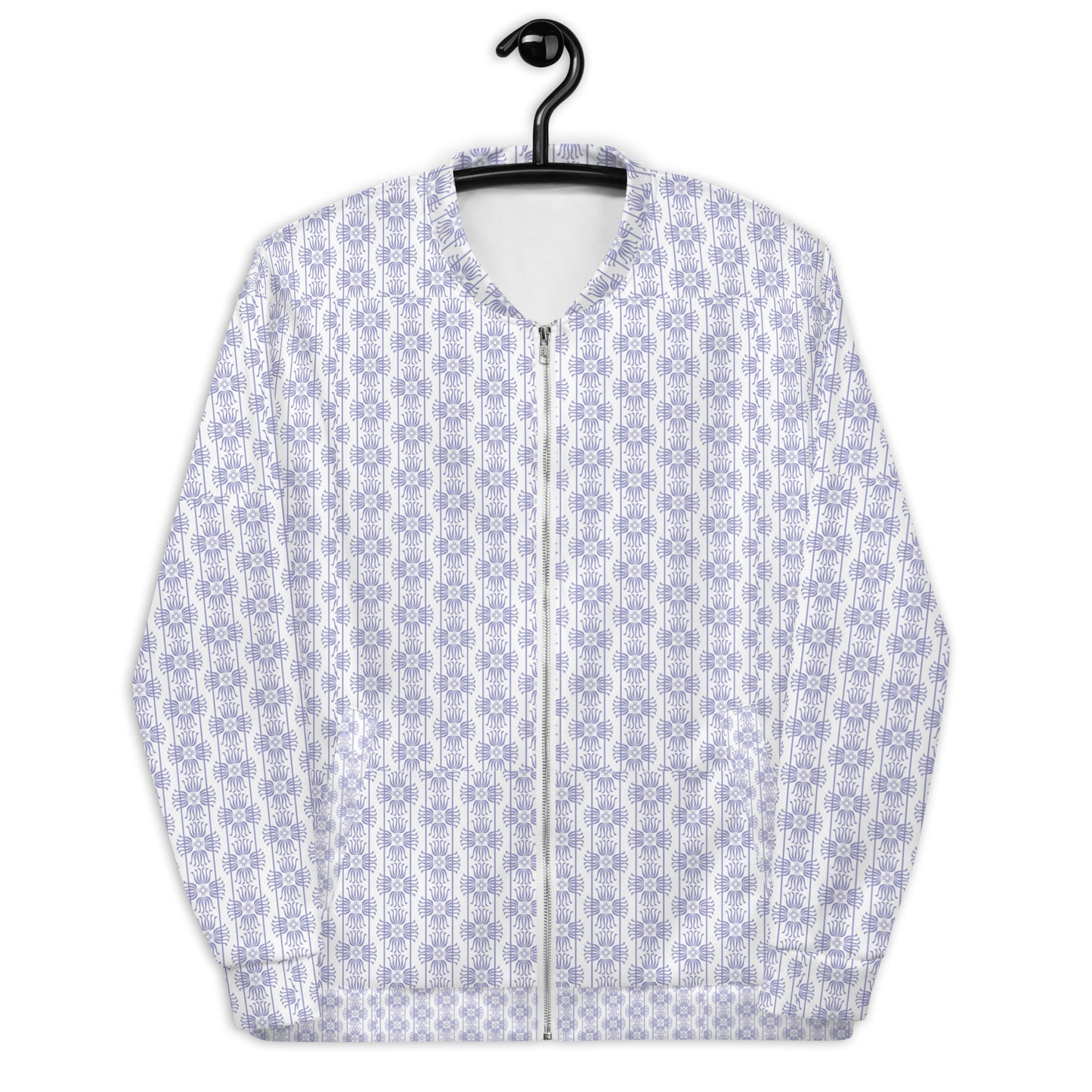 Unisex Bomber Jacket Kukloso Fleuron No 2 White Small Pattern - Free Shipping