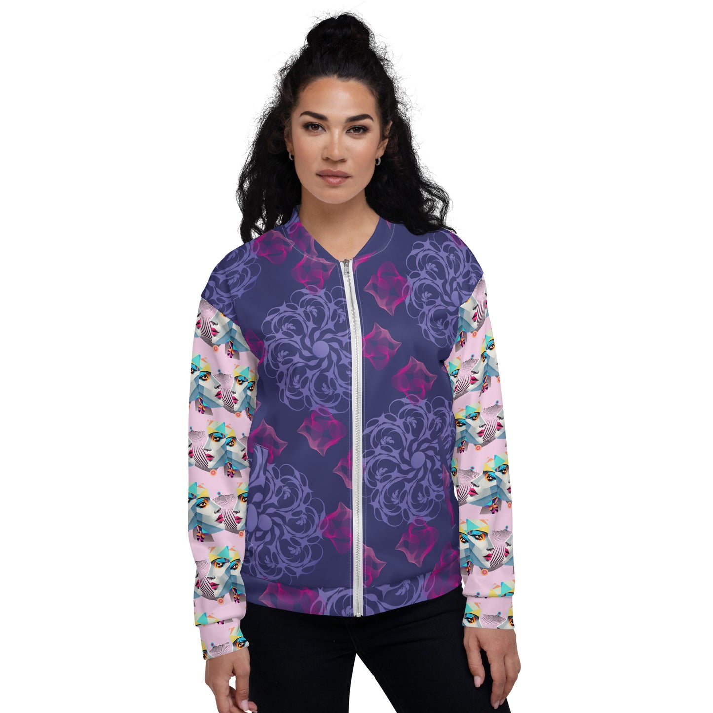 Unisex Bomber Jacket Kukloso Fleuron Pattern No 10 - Free Shipping
