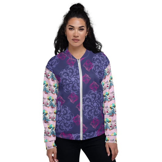 Unisex Bomber Jacket Kukloso Fleuron Pattern No 10 - Free Shipping