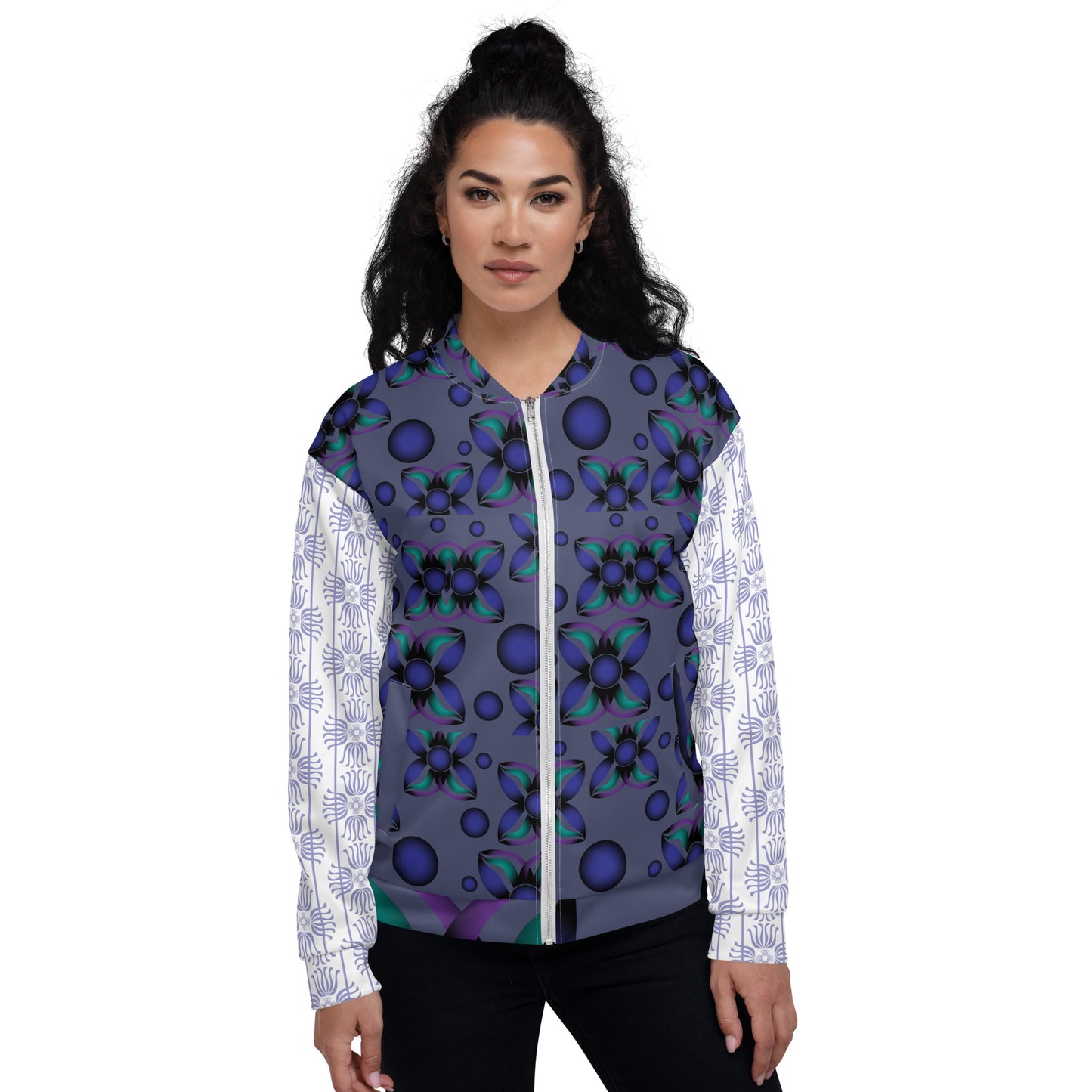 Unisex Bomber Jacket Kukloso Fleuron No 922 Collage Pattern - Free Shipping