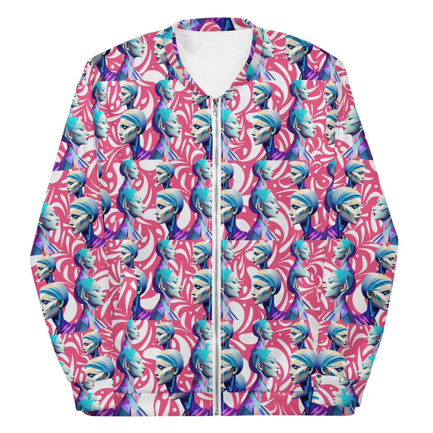 Unisex Bomber Jacket Kukloso Cubist Ladies In Purple No 2 - Free Shipping