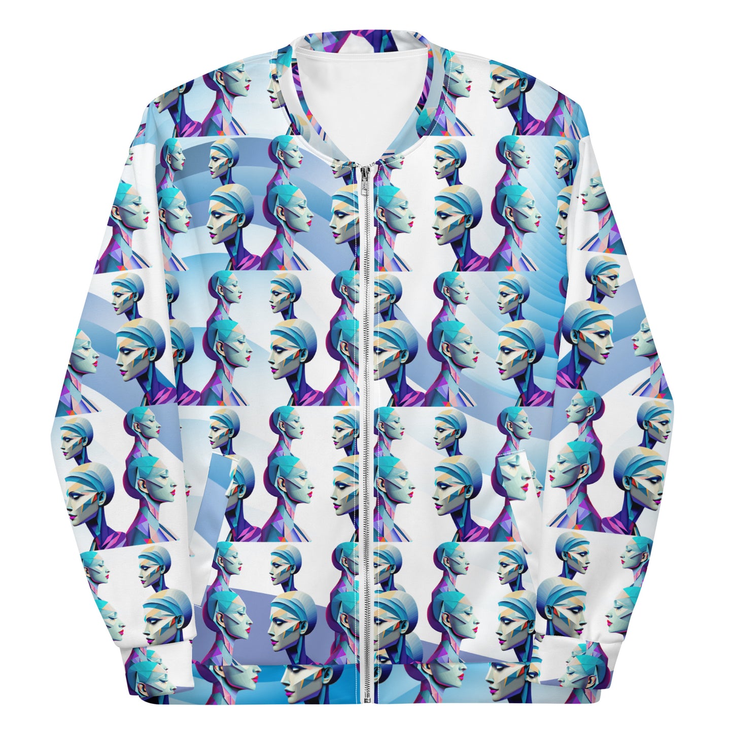 Unisex Bomber Jacket Kukloso Cubist Ladies In Purple No 4 - Free Shipping