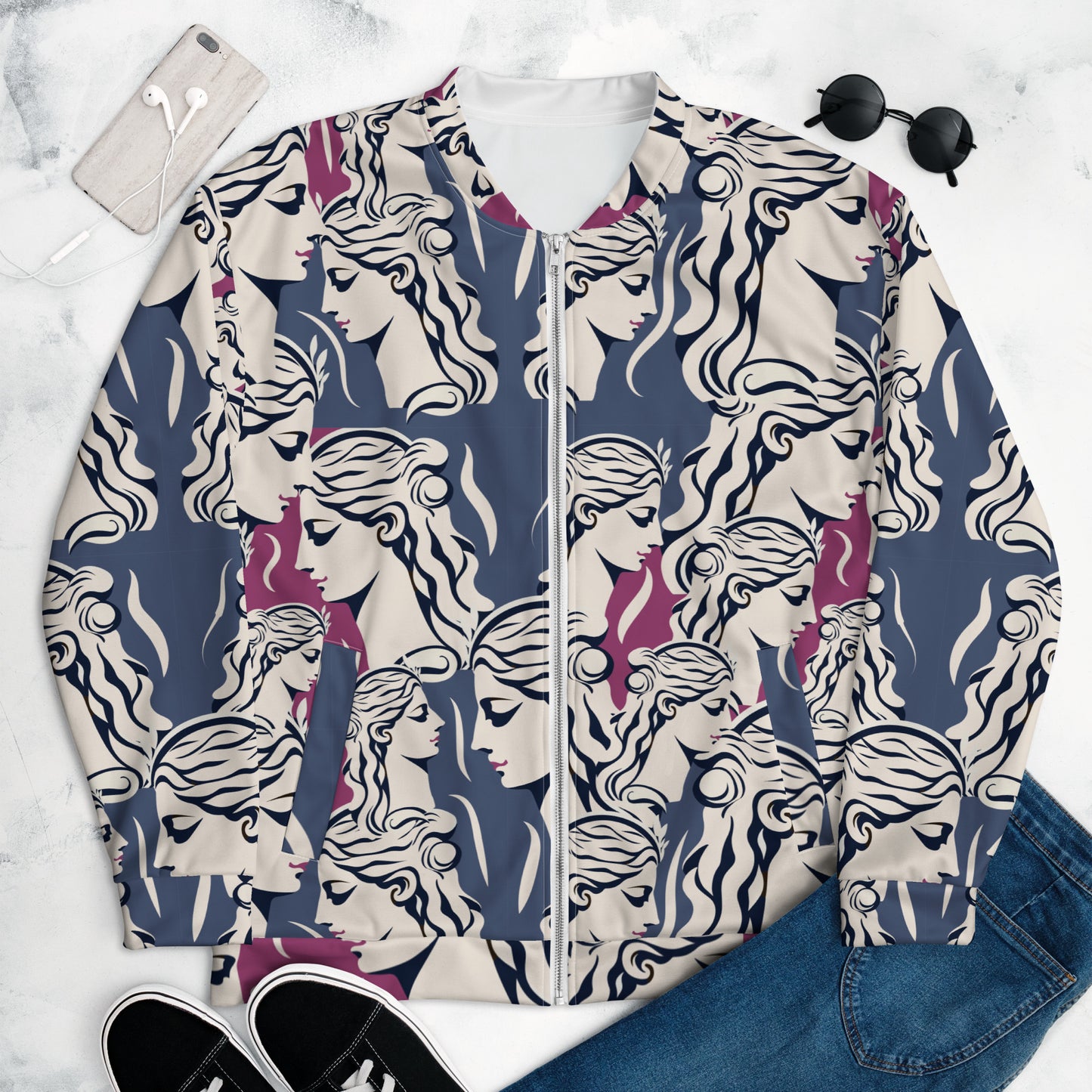Unisex Bomber Jacket Kukloso Greek Woman No 3 - Free Shippping