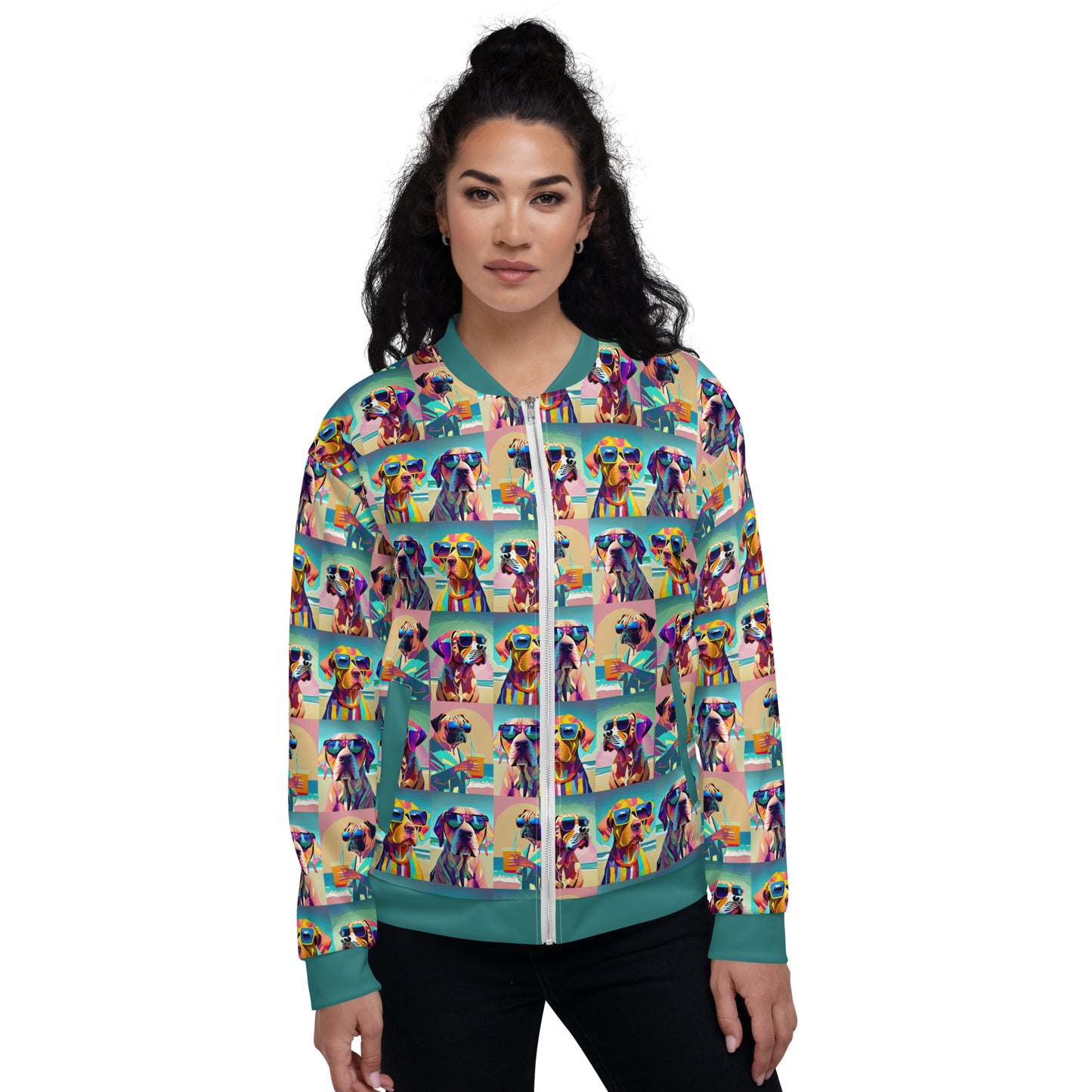 Unisex Bomber Jacket Kukloso Abstracticon No 39 'Beach Dogs' - Free Shipping