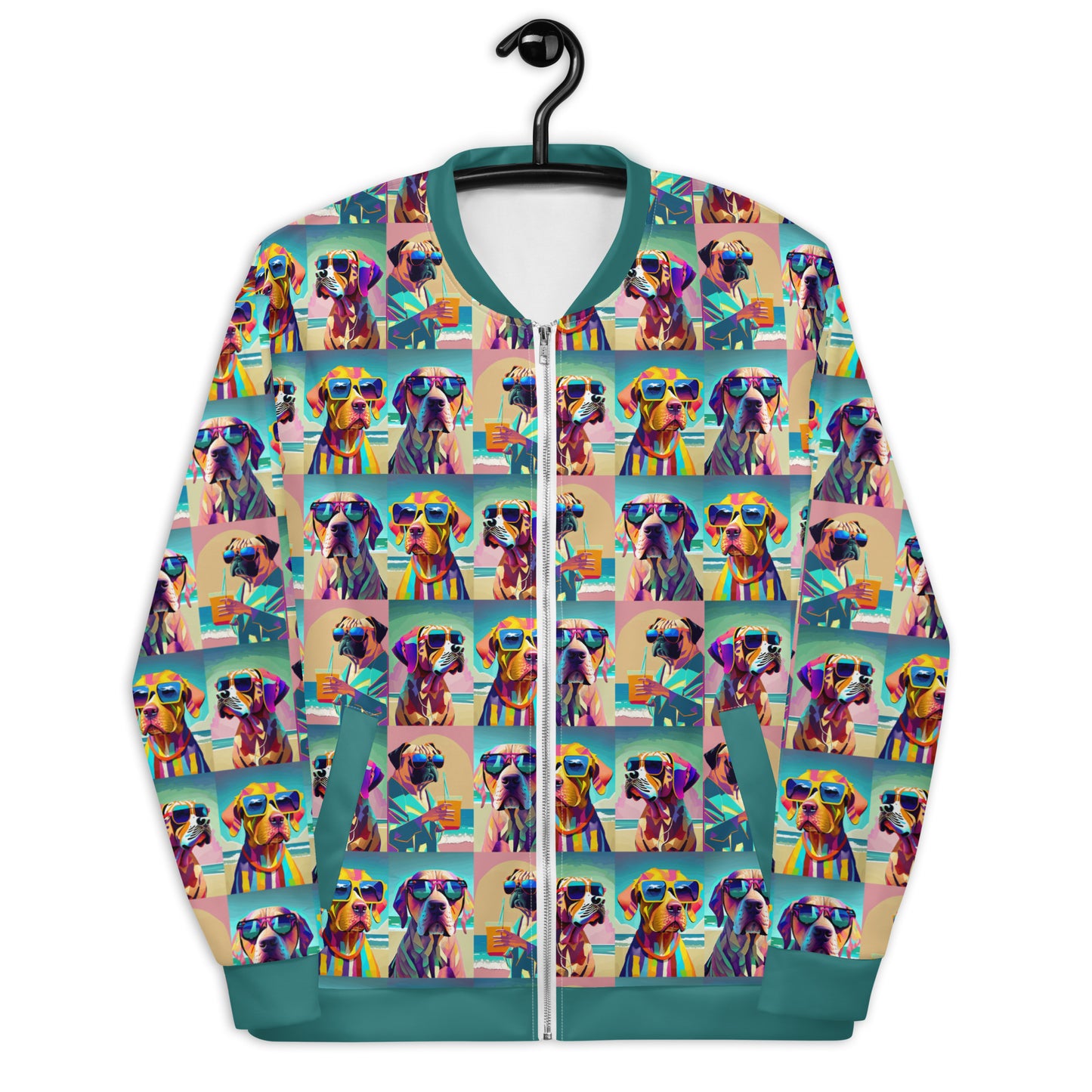 Unisex Bomber Jacket Kukloso Abstracticon No 39 'Beach Dogs' - Free Shipping