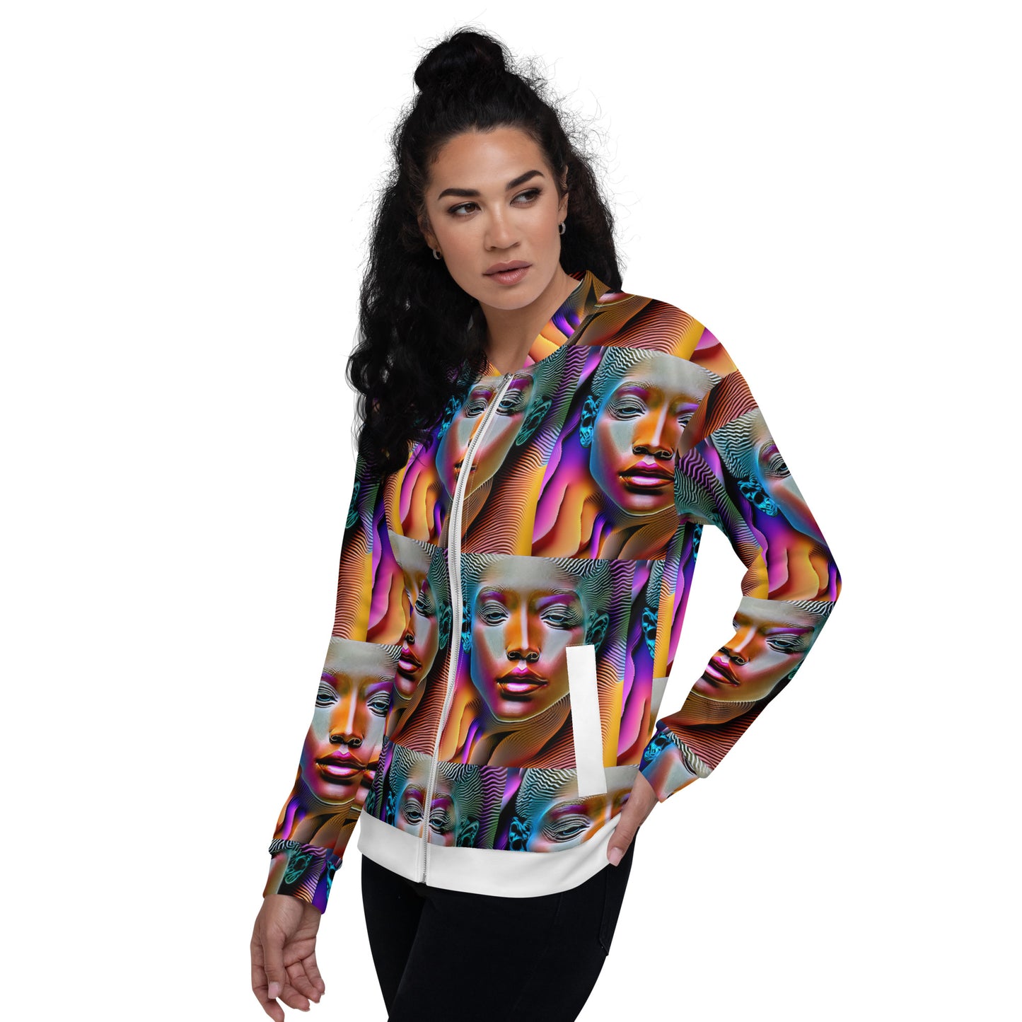 Unisex Bomber Jacket Kukloso Space Face No 4 - Free Shipping