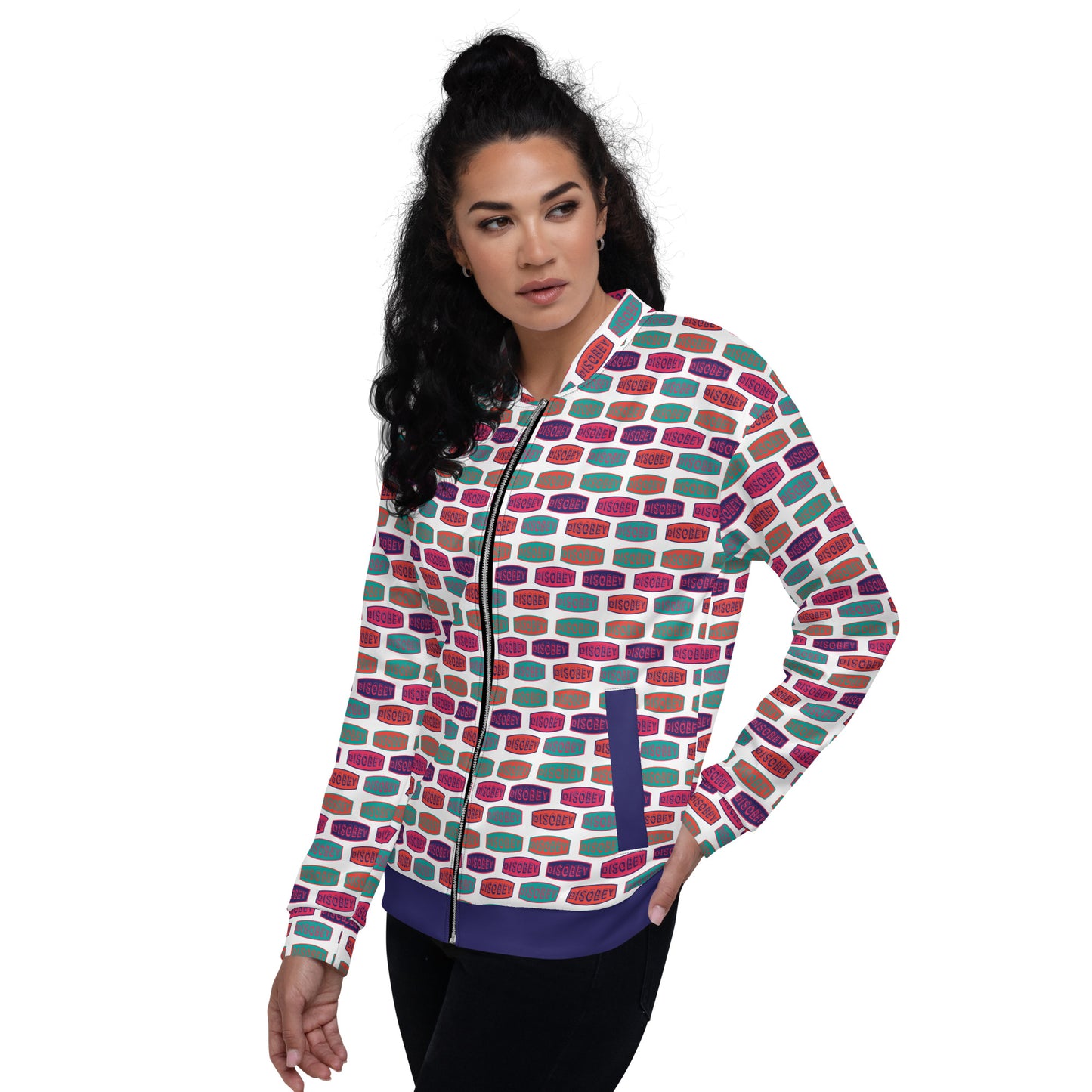 Unisex Bomber Jacket Kukloso Disobey Multicolor Logo - Free Shipping