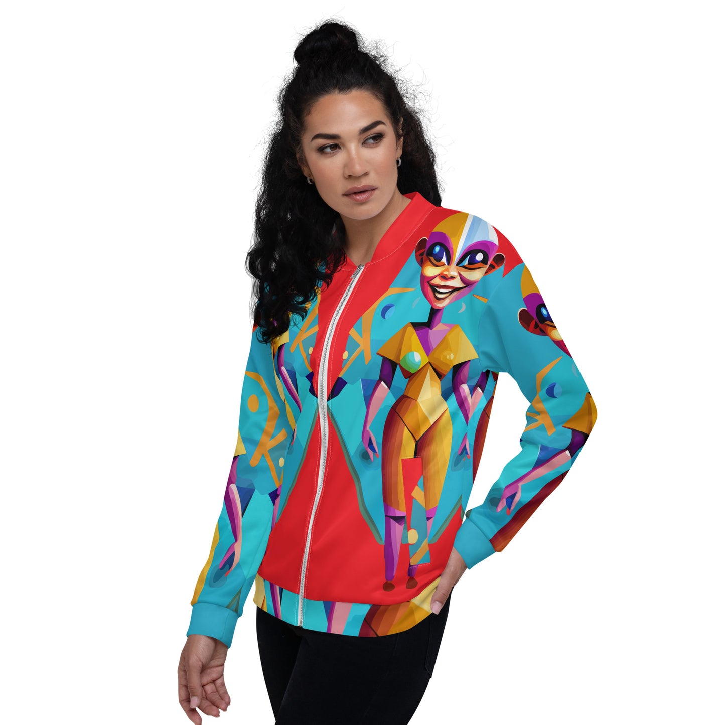 Unisex Bomber Jacket Kukloso Cubist Space Faces No 4 Free Shipping