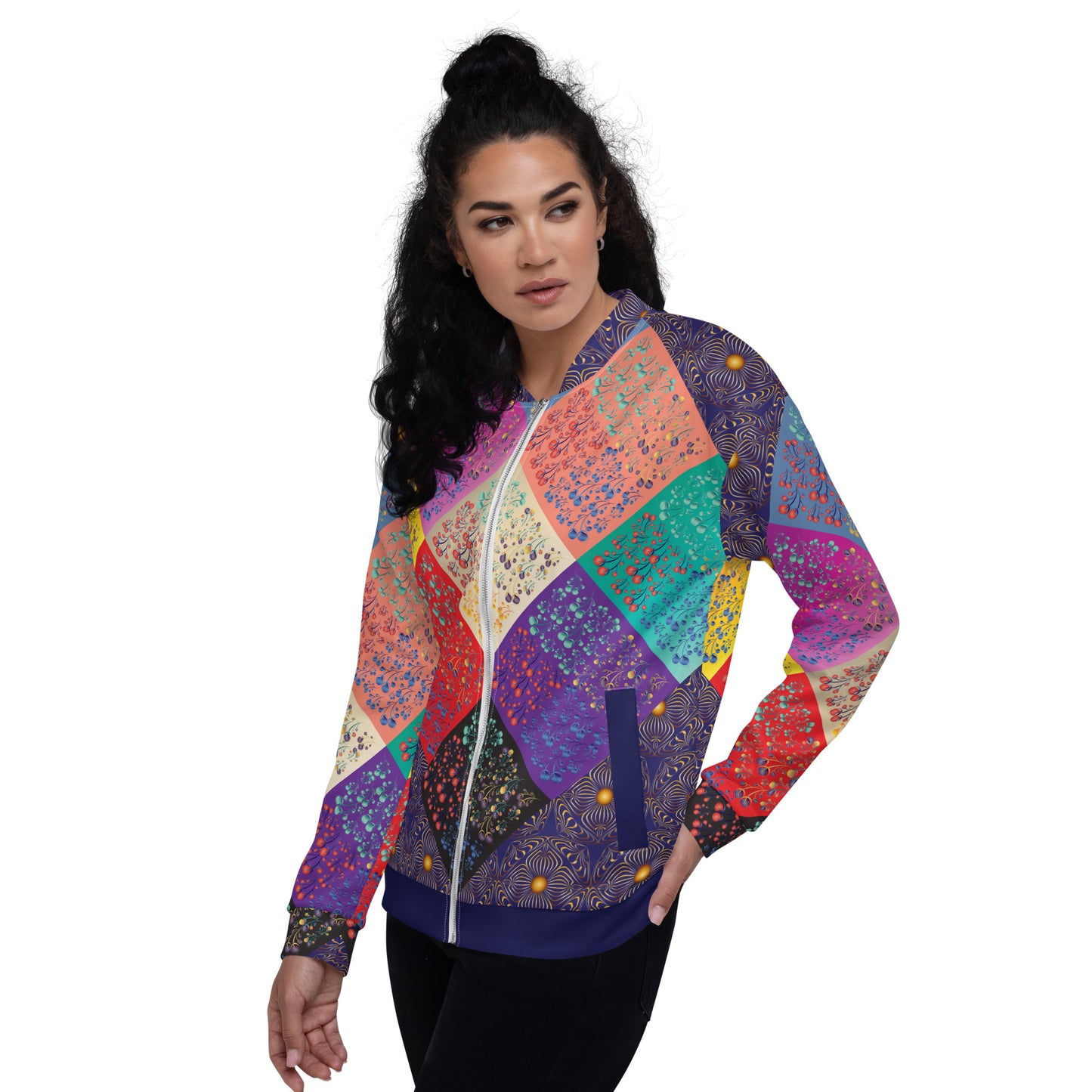 Unisex Bomber Jacket Kukloso Melange de fleur Composite No 50 B Free Shipping