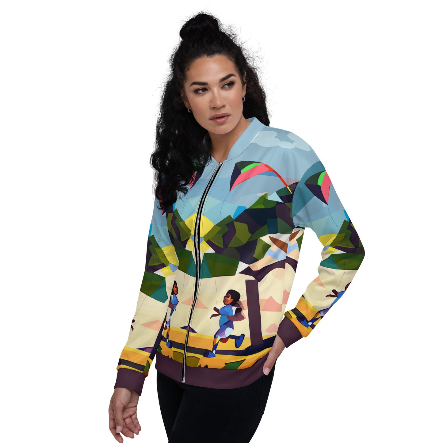 Unisex Bomber Jacket Kukloso Girl with a kite No 1 Free Shipping
